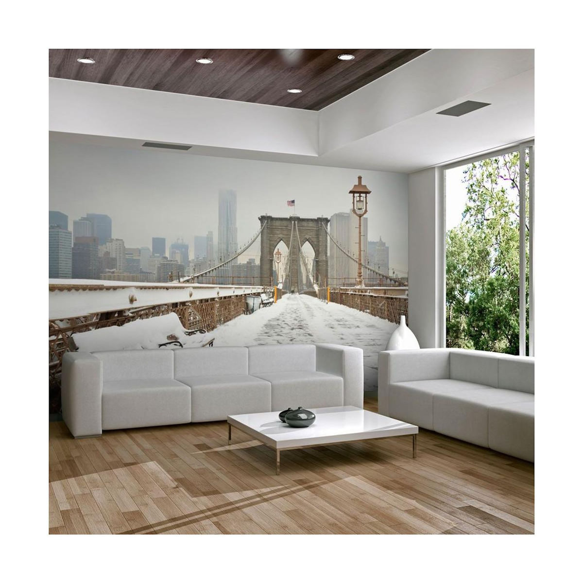 Paris Prix Papier Peint  Pont de Brooklyn Couvert de Neige