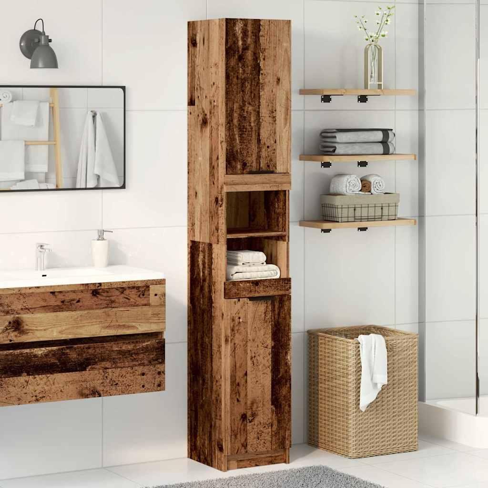 Voir la diapositive 3 : VIDAXL Armoire de salle de bain vieux bois bois d'ingenierie