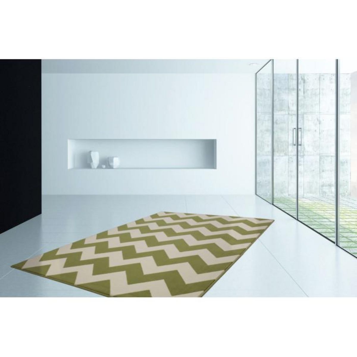 Paris Prix Tapis Géométrique à Poils Courts  Manolya  Vert