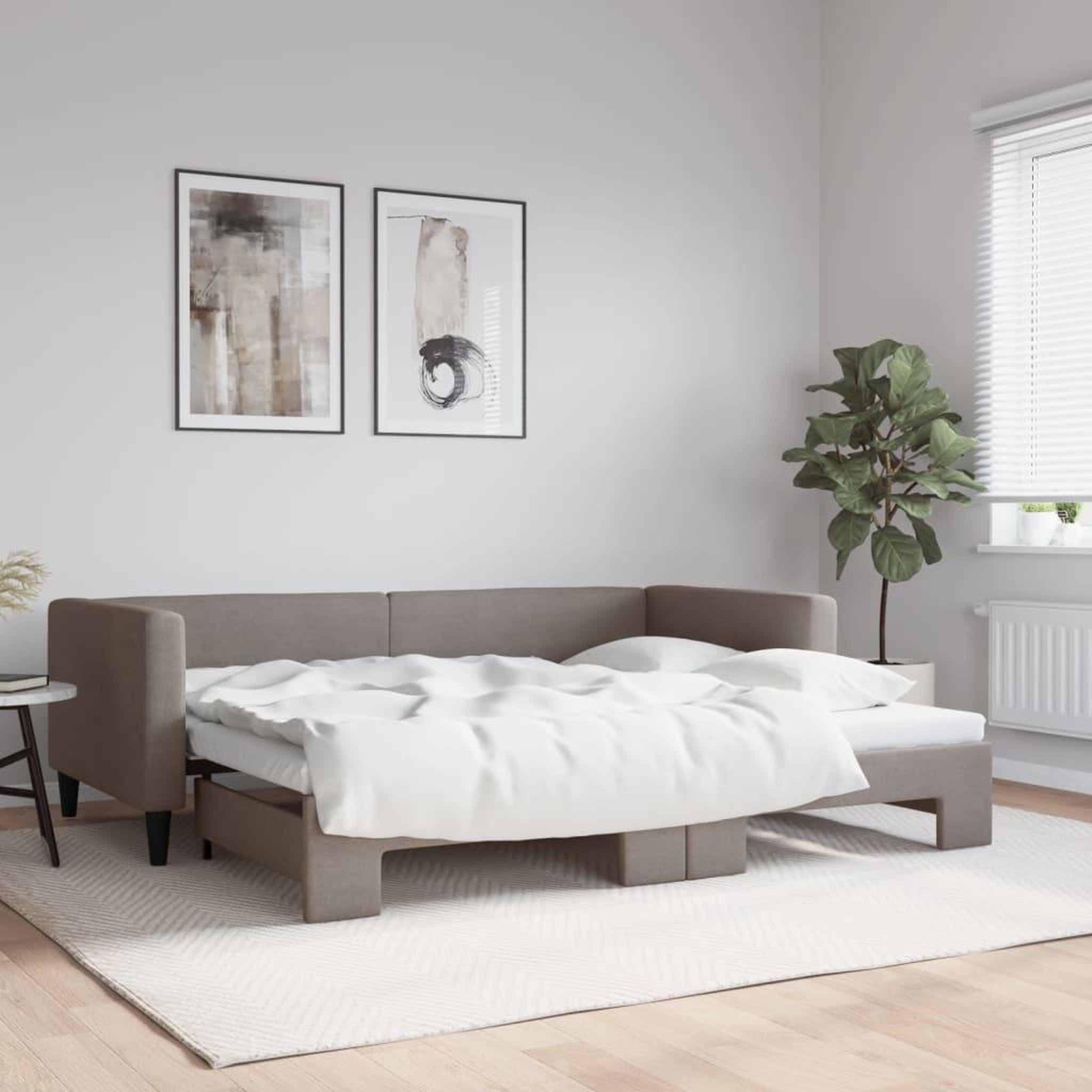 VIDAXL Lit de jour avec gigogne sans matelas taupe 90x200 cm