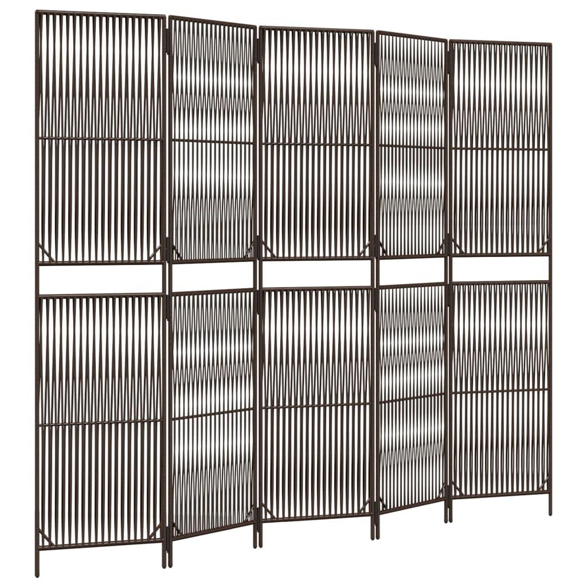 Voir la diapositive 2 : VIDAXL Cloison de separation 5 panneaux marron resine tressee