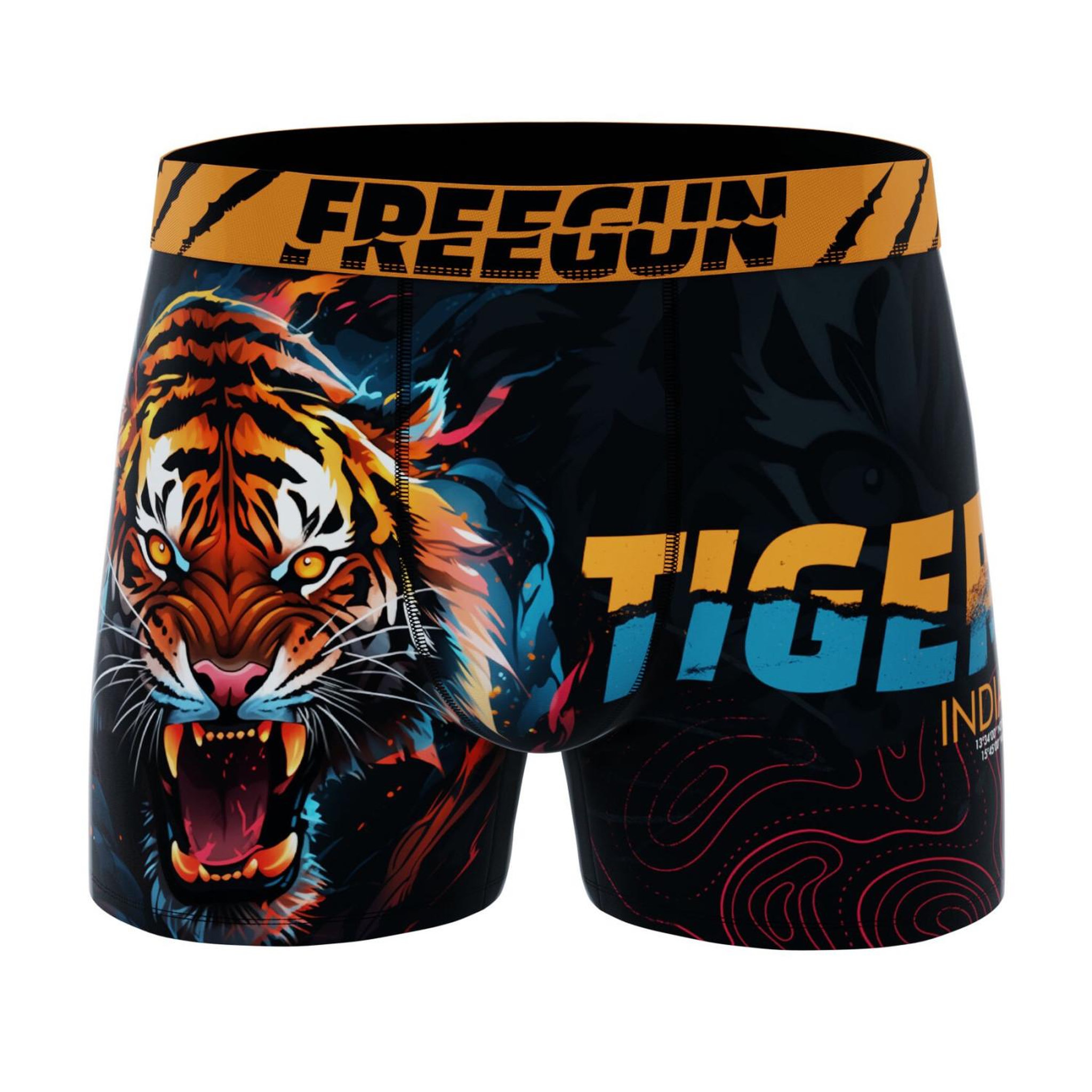 Voir la diapositive 3 : FREEGUN Lot de 4 boxers homme wild animals