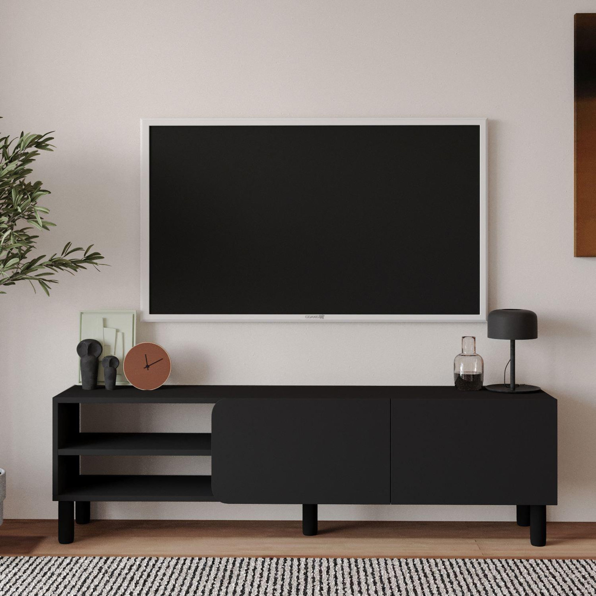Voir la diapositive 2 : Habitat et Jardin Meuble tv en bois  river  - 150 x 31.4 x 48.2 cm - anthracite