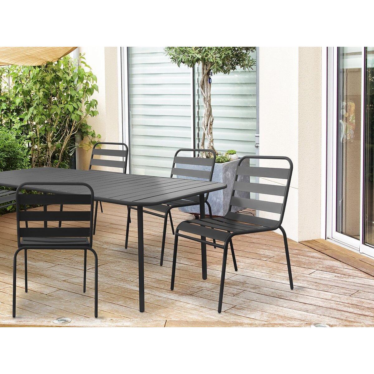 Habitat et Jardin Lot de 2 chaises de jardin en métal empilables  Bilbao  - Gris