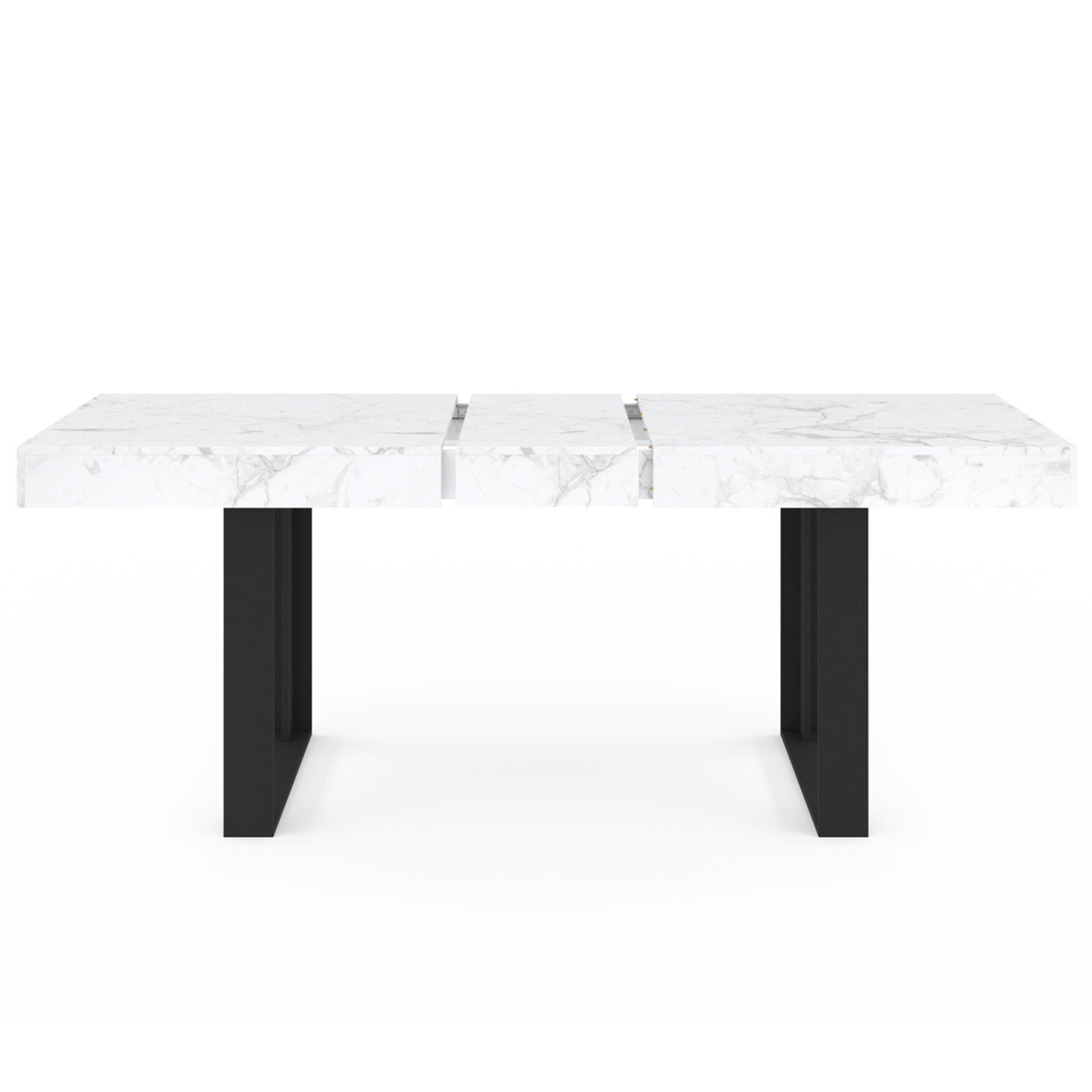 Voir la diapositive 3 : ID MARKET Table à manger extensible rectangle phoenix 4-8 personnes plateau effet marbre blanc alaska 160-200 cm