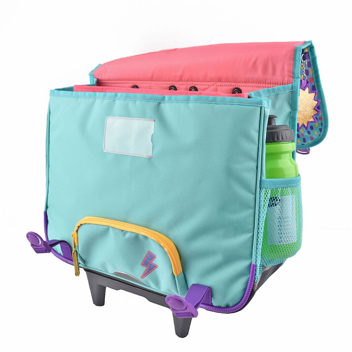 AUCHAN Cartable à roulette bleu POSITIVE ENERGY avec leds        