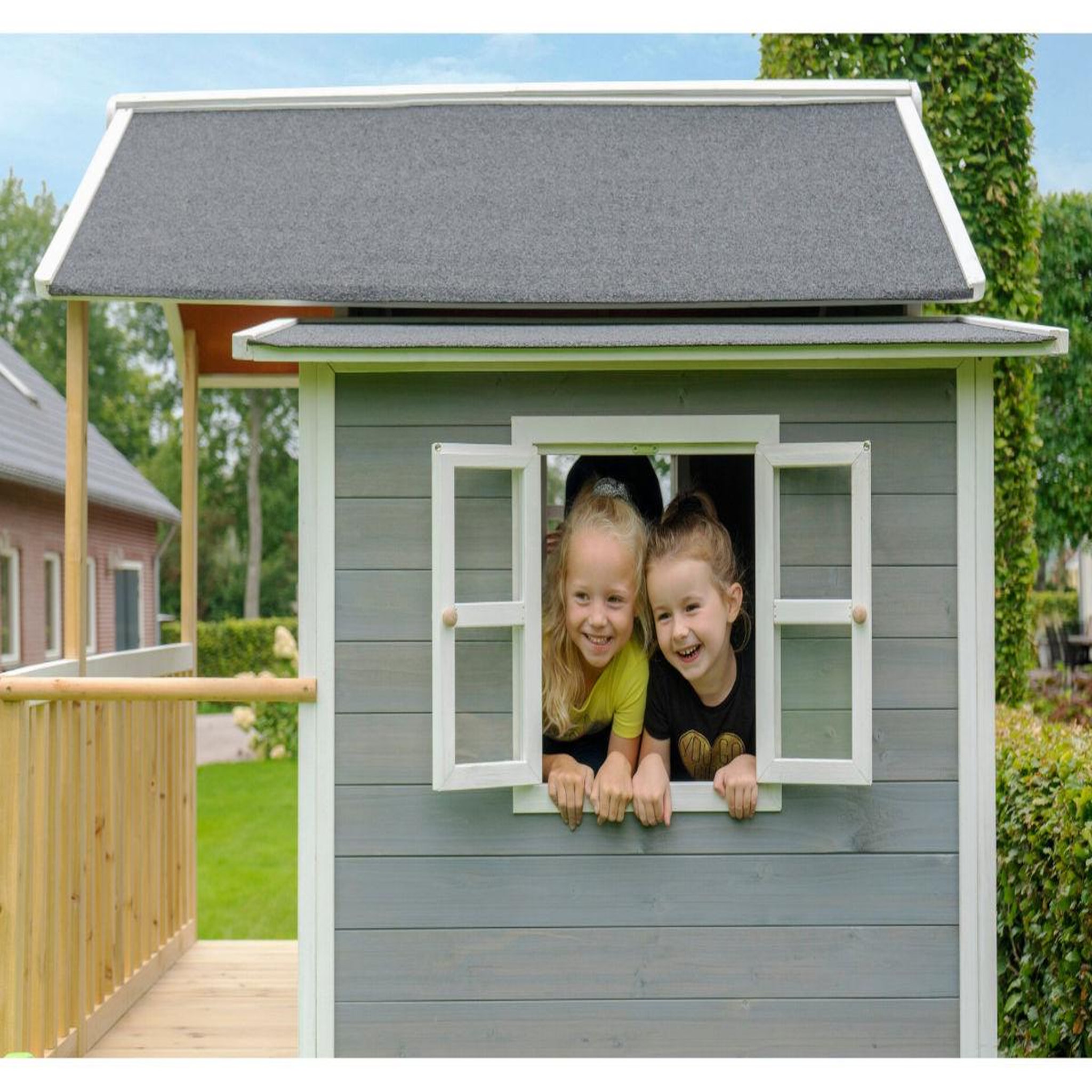 Voir la diapositive 5 : EXIT TOYS Maisonnette en bois pour enfants loft 350 gris - exit toys