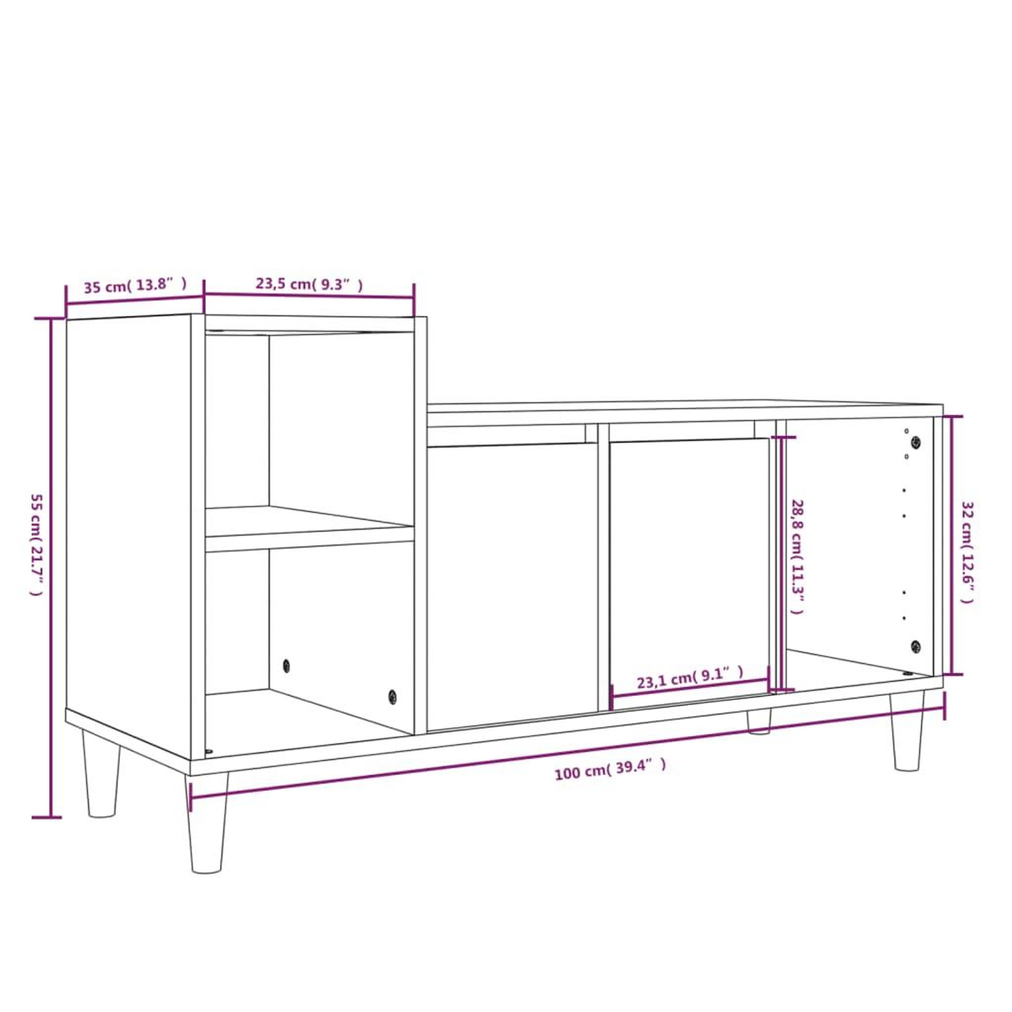 Voir la diapositive 6 : VIDAXL Meuble TV Chene marron 100x35x55 cm Bois d'ingenierie