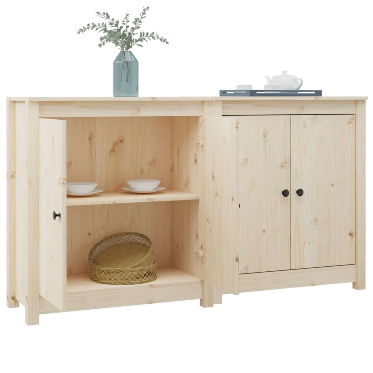 VIDAXL Buffets 2 pcs 70x35x80 cm bois massif de pin