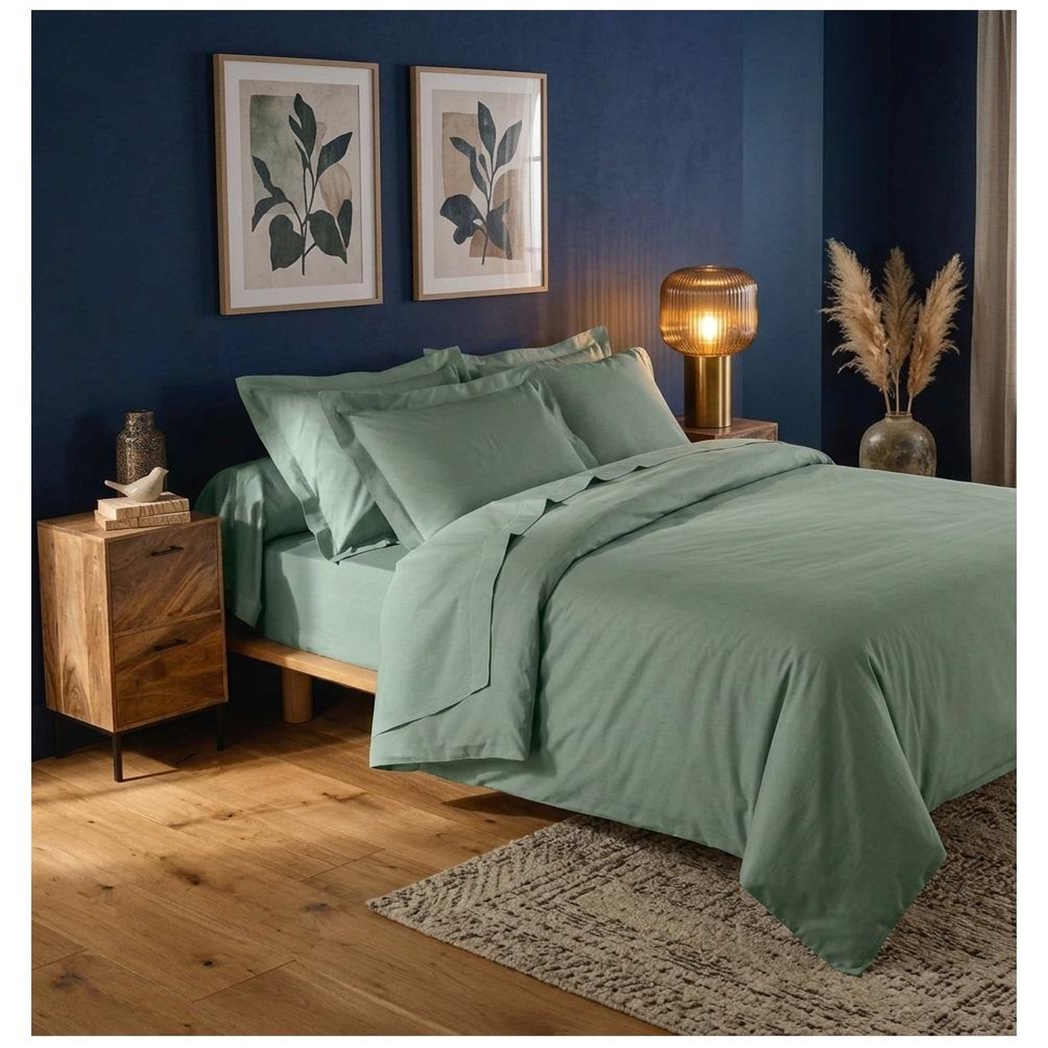 Voir la diapositive 2 : Eden Drap housse en coton line design et moderne