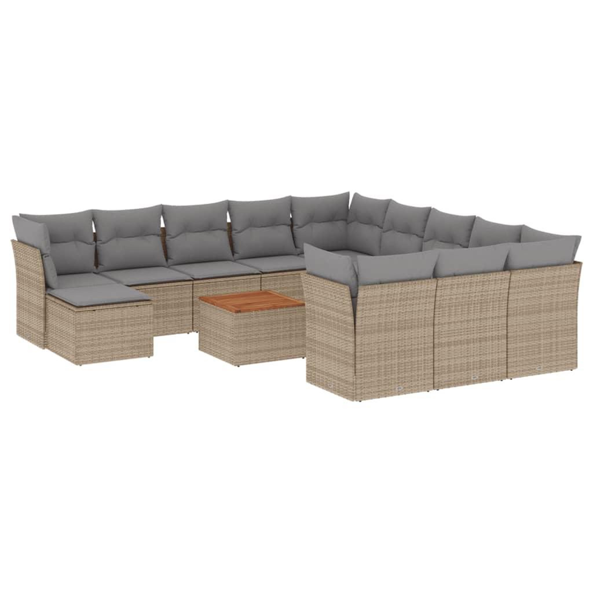 Voir la diapositive 2 : VIDAXL Salon de jardin avec coussins 13 pcs beige resine tressee