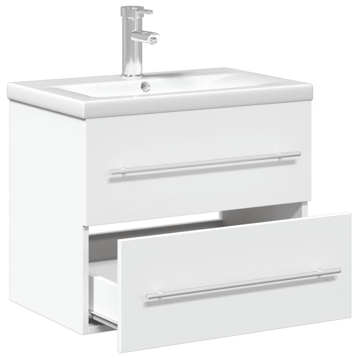 VIDAXL Armoire lavabo de salle de bain avec bassin integre blanc