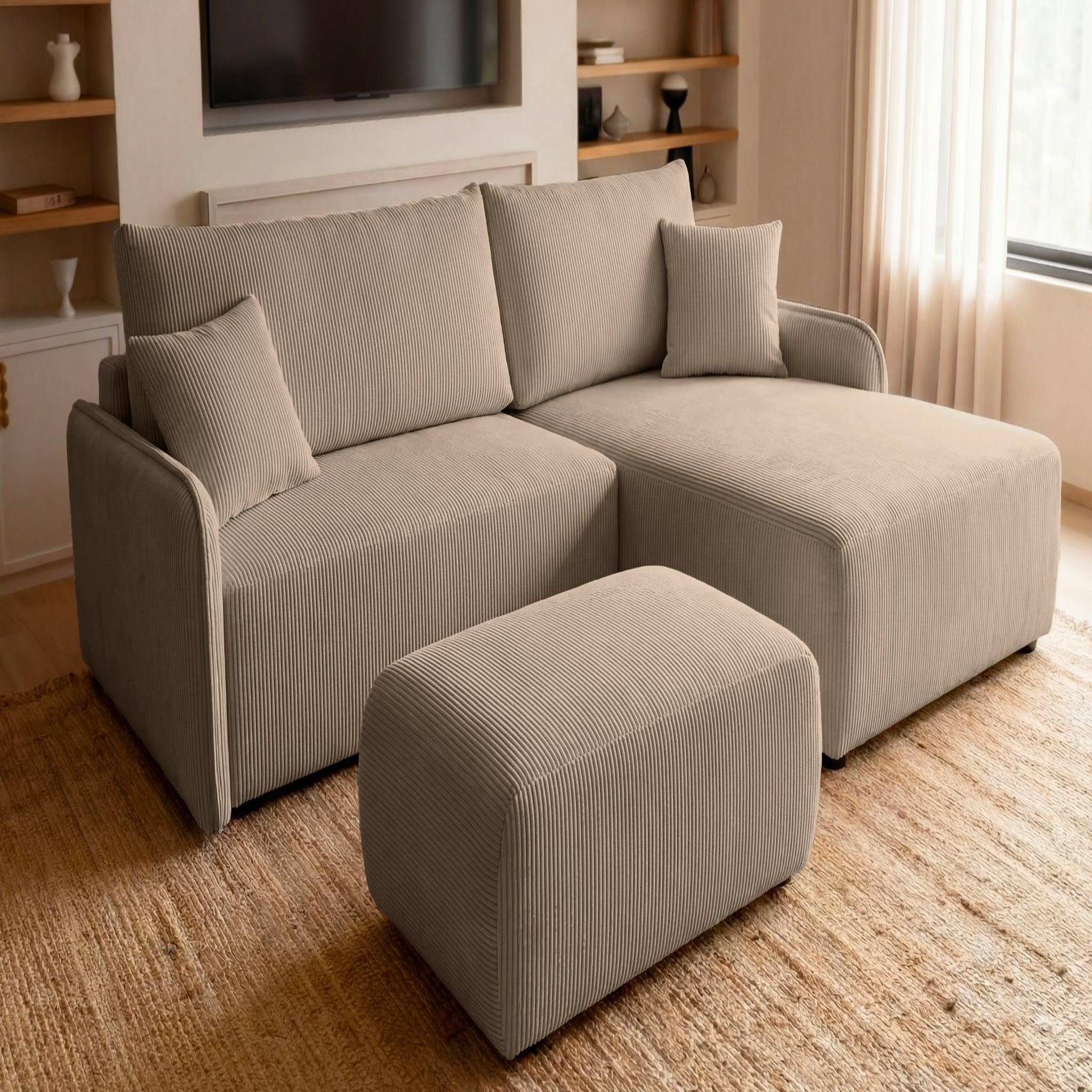 Voir la diapositive 4 : CASANOVA PARIS Sacha - pouf en velours côtelé 105x57x40