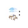 Voir la diapositive 4 : Axi House AXI Dennis Table sable et eau Picnic avec cuisine evier et banc Marron Parasol Bleu Blanc