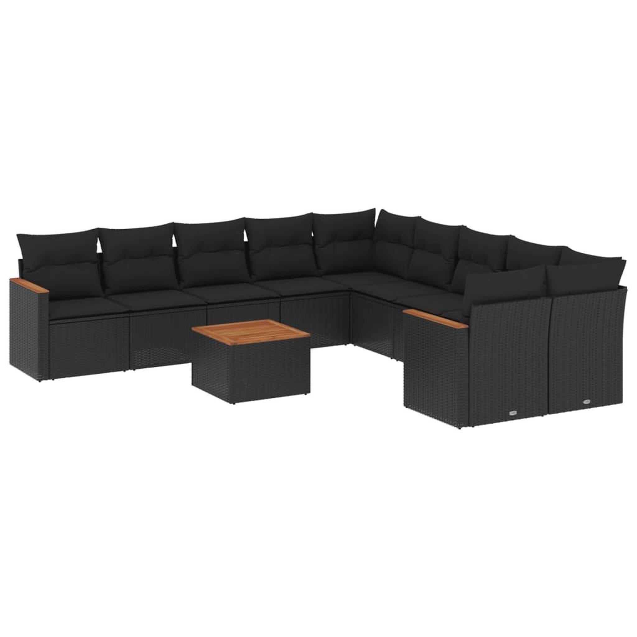 Voir la diapositive 2 : VIDAXL Salon de jardin 11 pcs avec coussins noir resine tressee