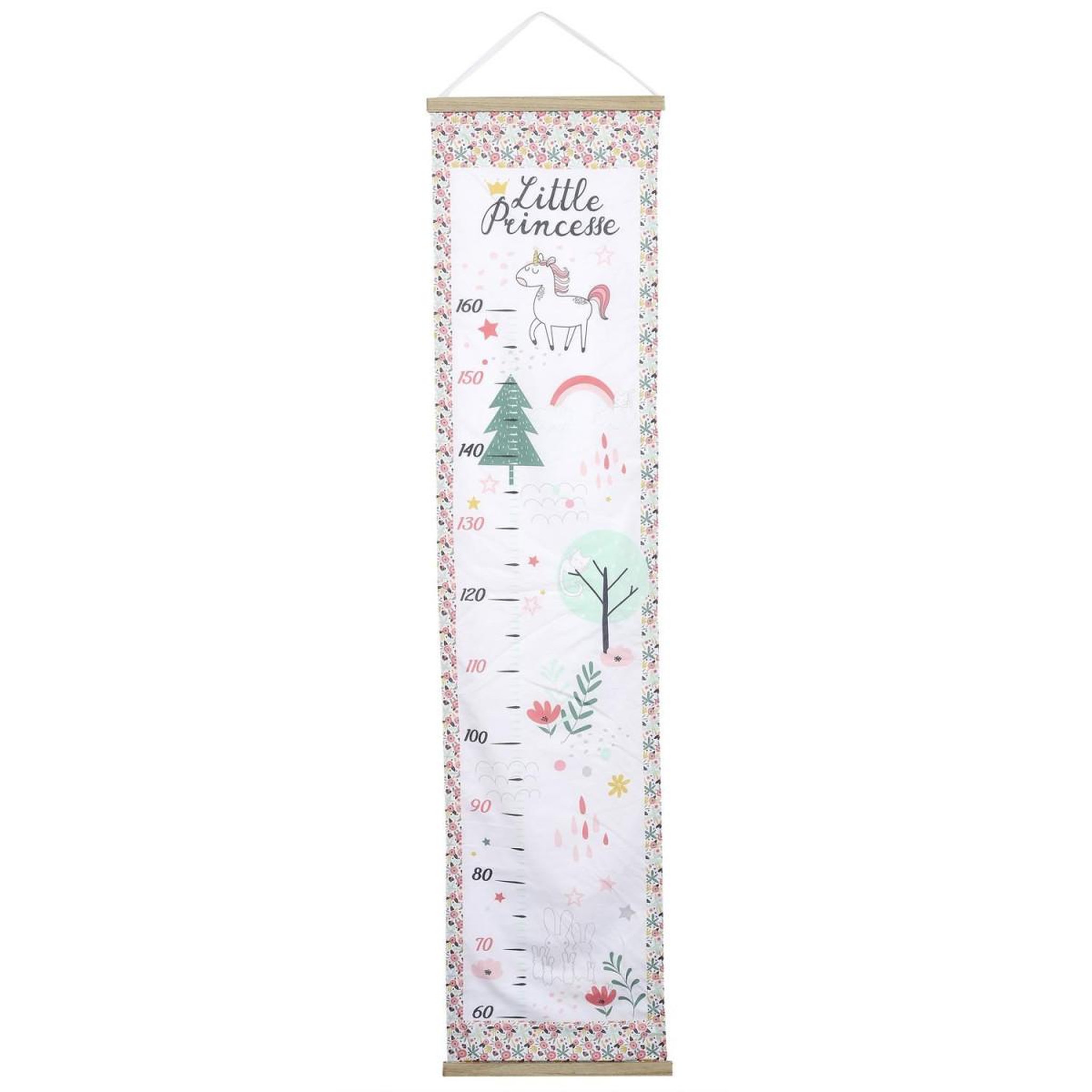 Voir la diapositive 1 : HOME DECO KIDS Toise à Motifs  Little Princesse  146cm Blanc & Rose