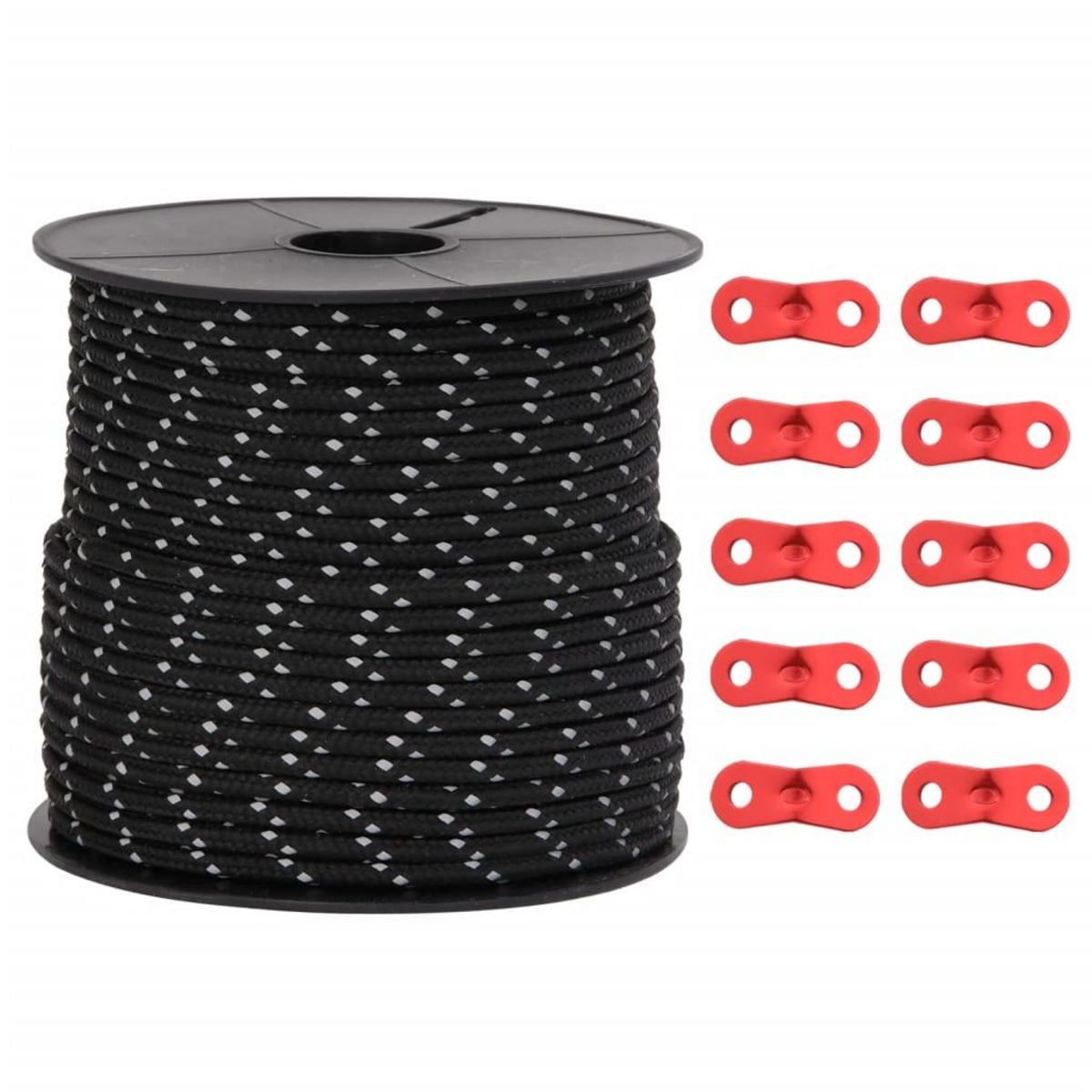 VIDAXL Corde de haubanage de tente avec bandes reflechissantes et cles