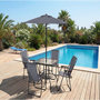 Voir la diapositive 2 : Habitat et Jardin Table et chaises de jardin avec parasol en métal  Convivia  - 4 places - Gris anthracite