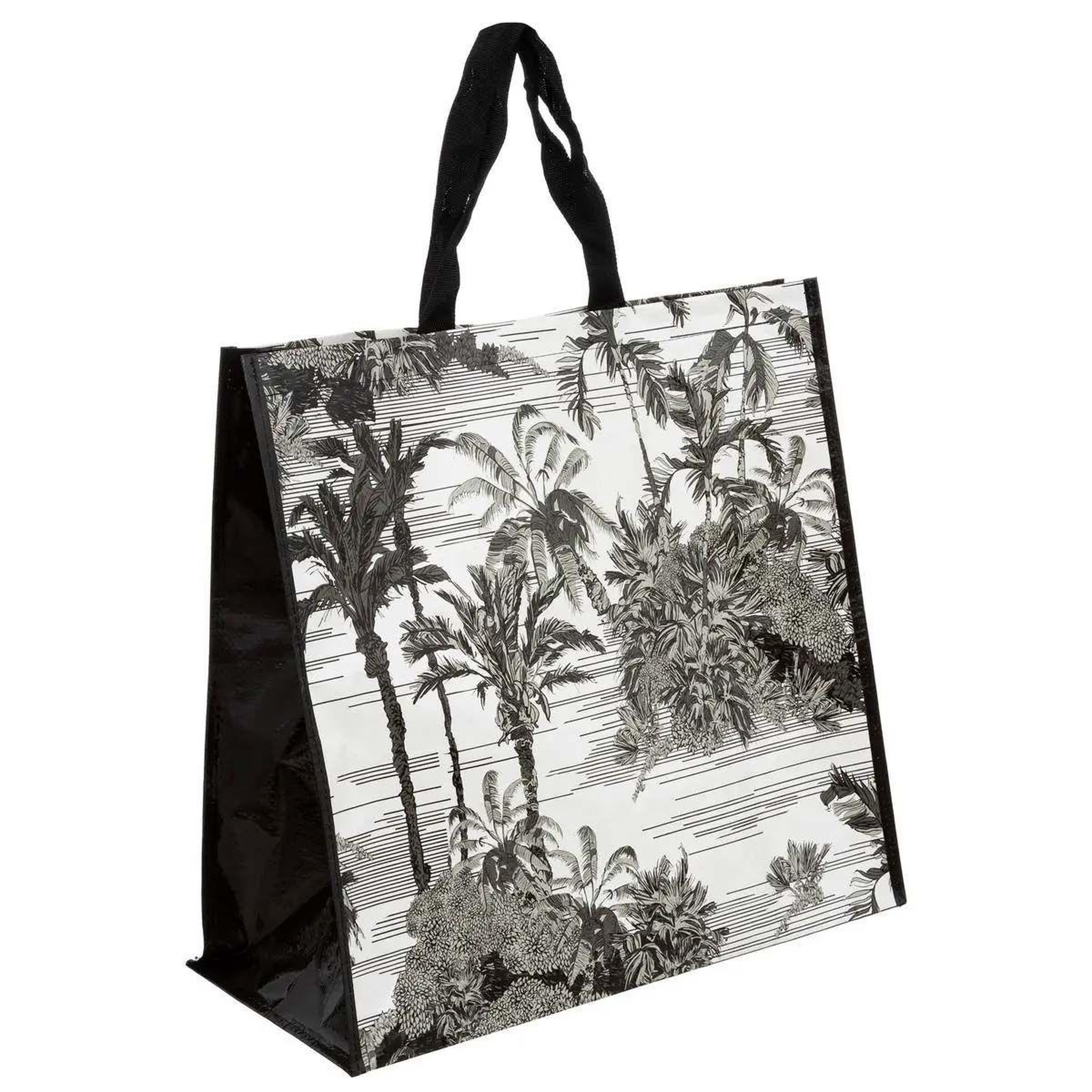 ATMOSPHERA Sac cabas de shopping  palmiers  45cm noir