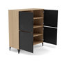 Voir la diapositive 3 : BEST MOBILIER Tribeca - buffet haut - effet bois et métal noir - 2 portes - 100x112 cm