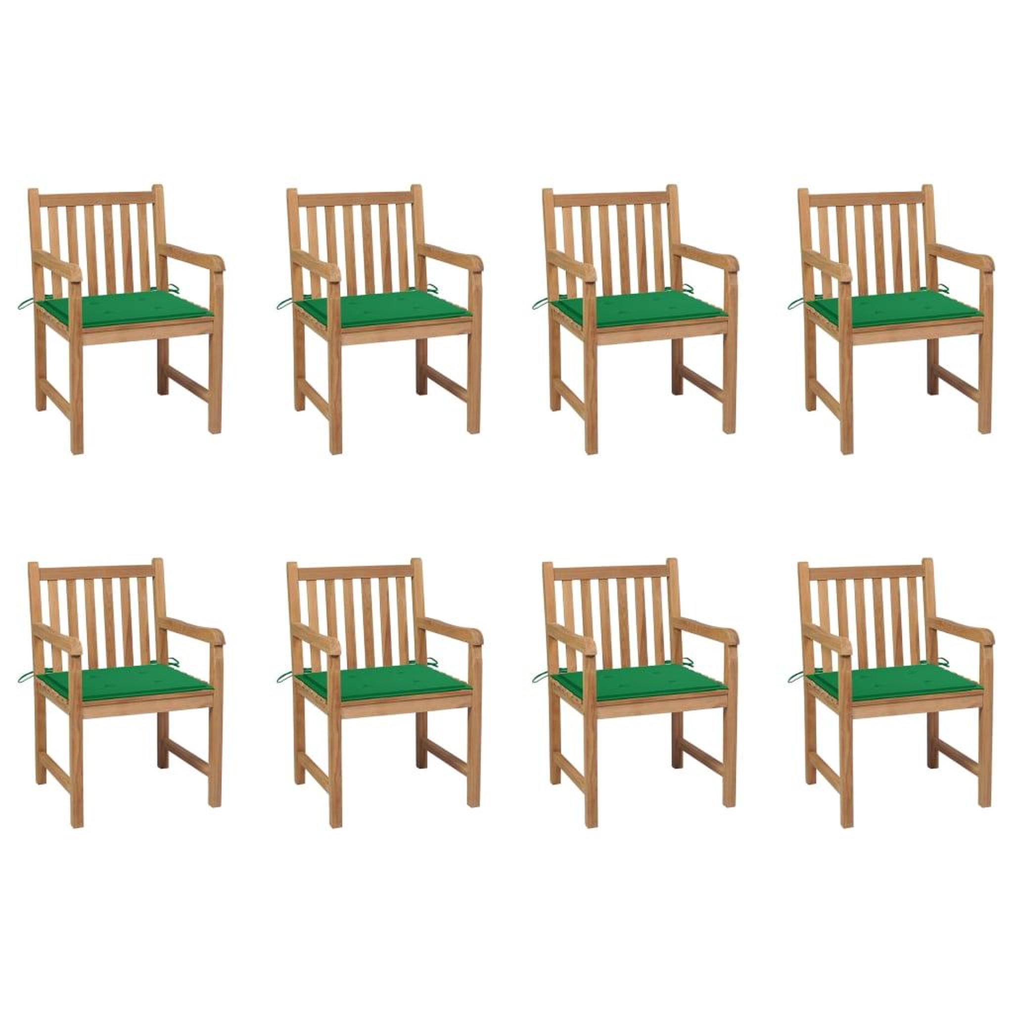 Voir la diapositive 1 : VIDAXL Chaises de jardin lot de 8 avec coussins vert Bois teck massif