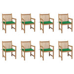VIDAXL Chaises de jardin lot de 8 avec coussins vert Bois teck massif