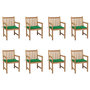 Voir la diapositive 1 : VIDAXL Chaises de jardin lot de 8 avec coussins vert Bois teck massif
