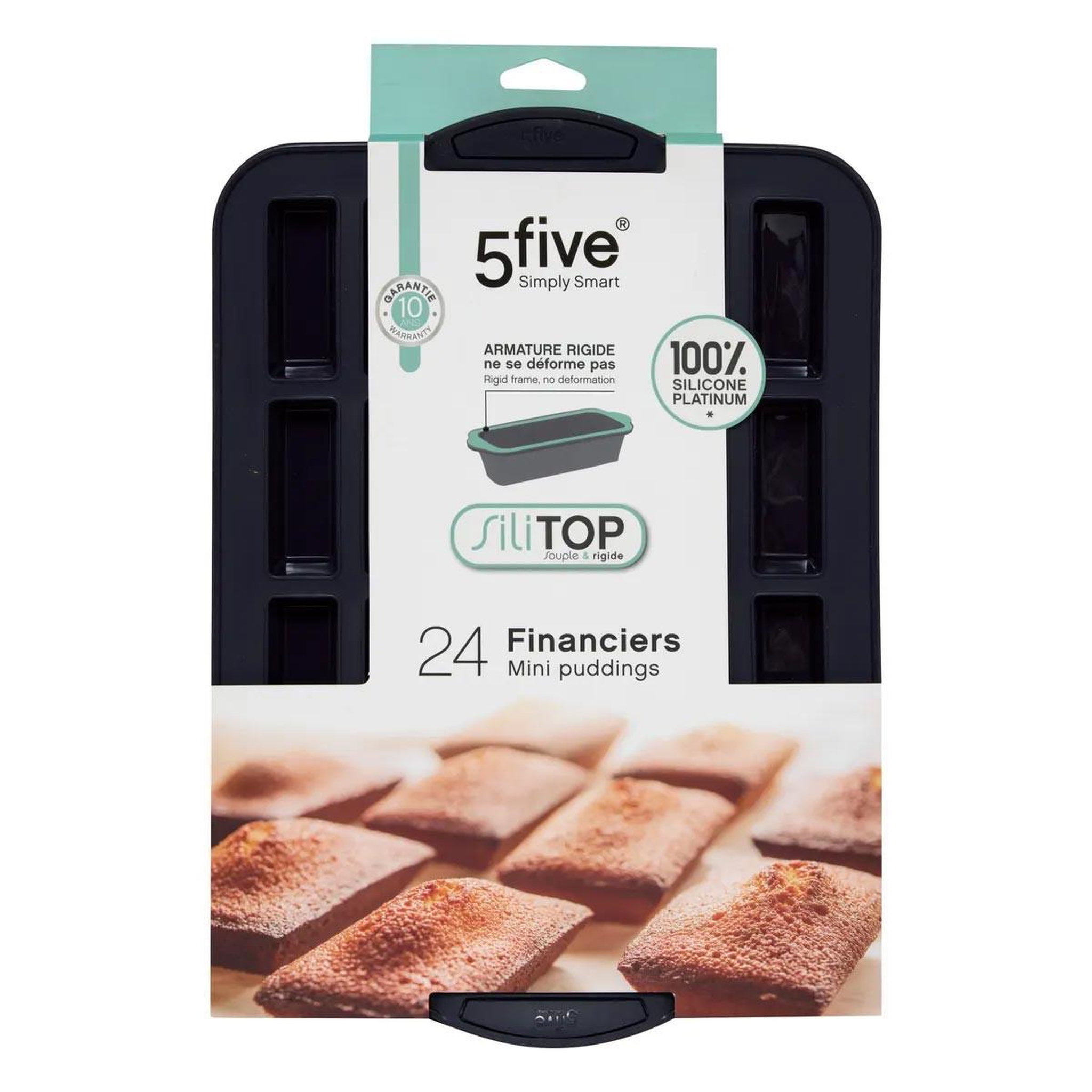 Voir la diapositive 2 : FIVE Moule 24 financiers silicone  silitop  33cm gris