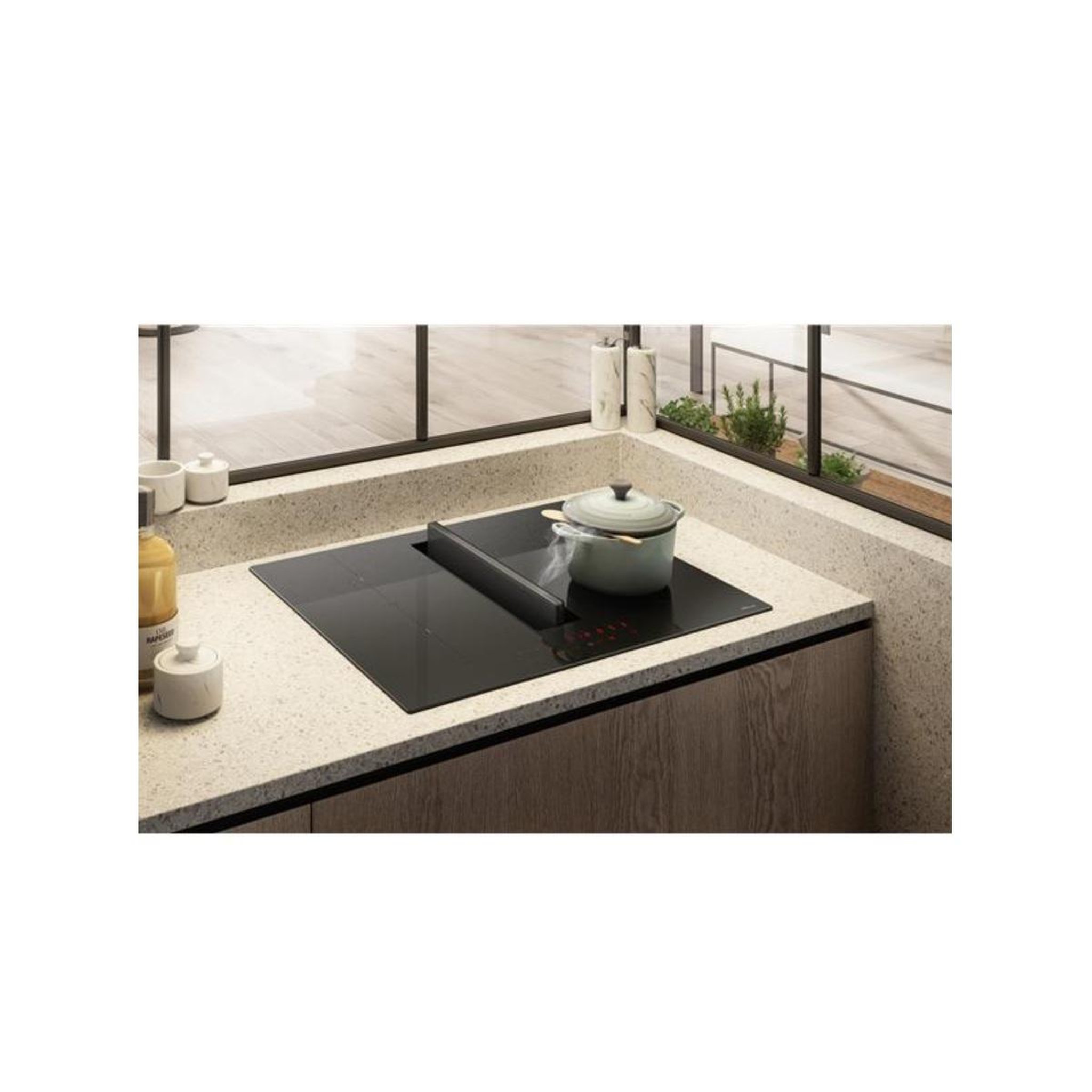 Voir la diapositive 3 : ELICA Table de cuisson aspirante induction 72cm 4 feux 7400w noir - prf0210741