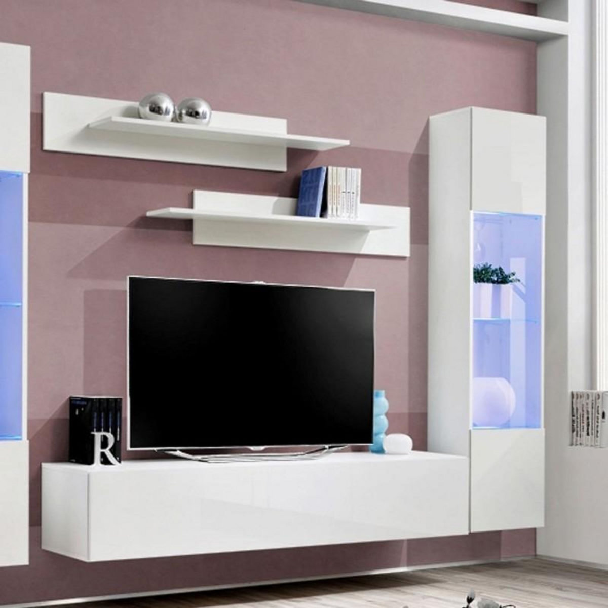 Paris Prix Meuble TV Mural Design  Fly III  310cm Blanc