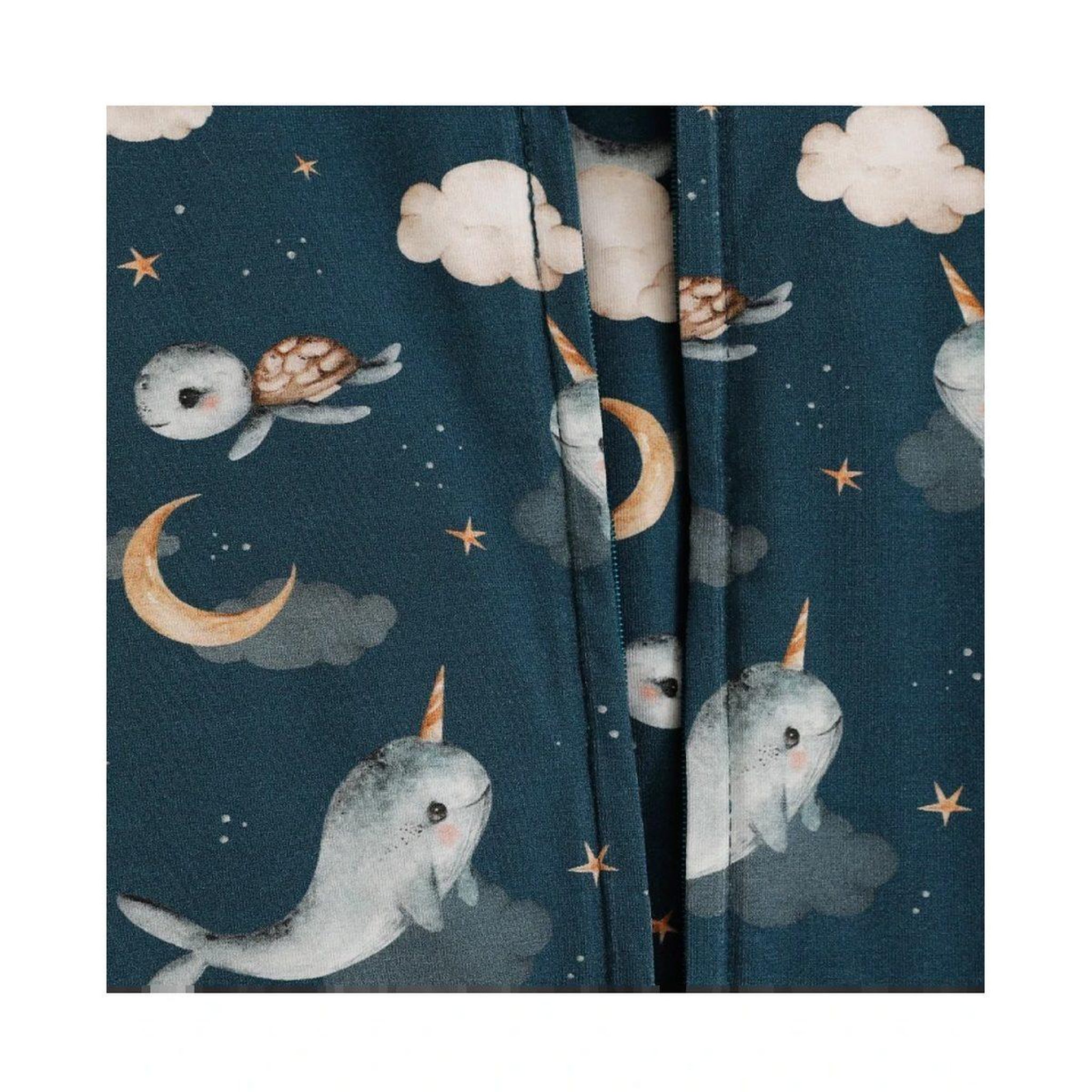 Voir la diapositive 5 : WALDIN Gigoteuse à jambes en coton 2,5 TOG - taille S (1-2 ans) - motif baleine, bleu foncé
