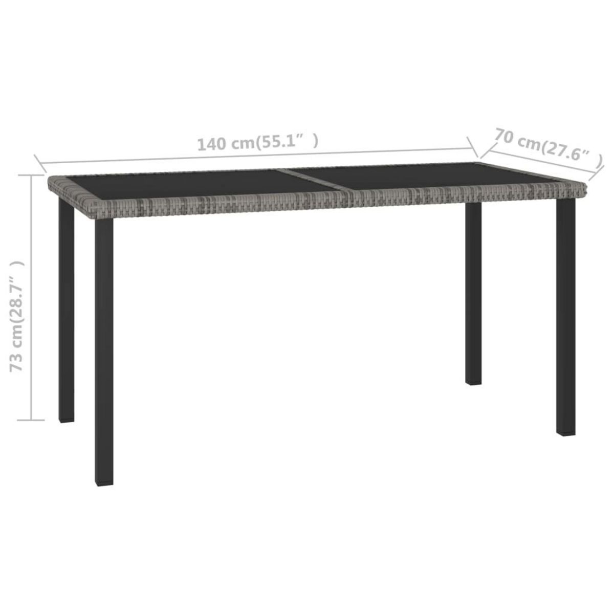 VIDAXL Table a dîner de jardin Gris 140x70x73 cm Resine tressee