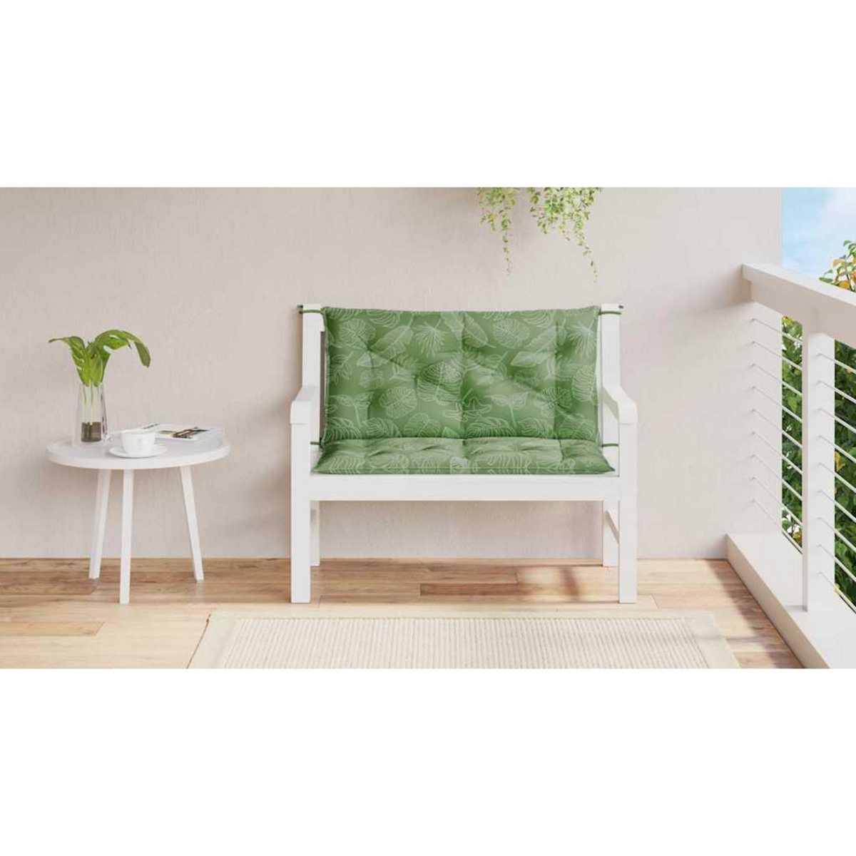 VIDAXL Coussins de banc de jardin lot de 2 motif de feuilles