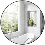 HOMCOM Miroir mural rond dia. 70 cm cadre métal noir