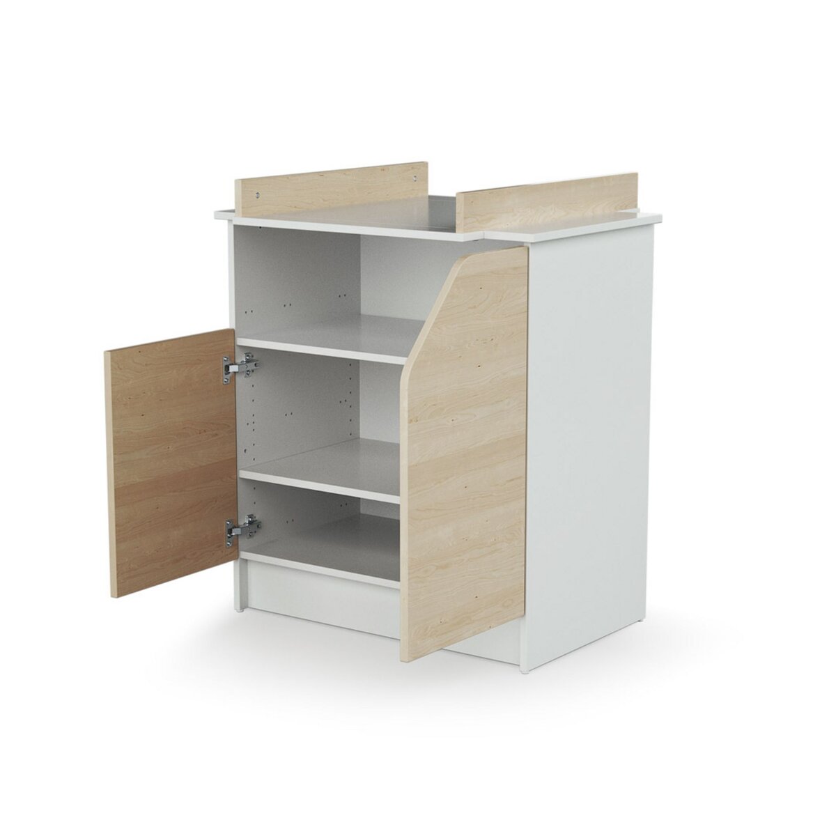 Commode à langer 2 portes CARNAVAL Blanc et décor bouleau