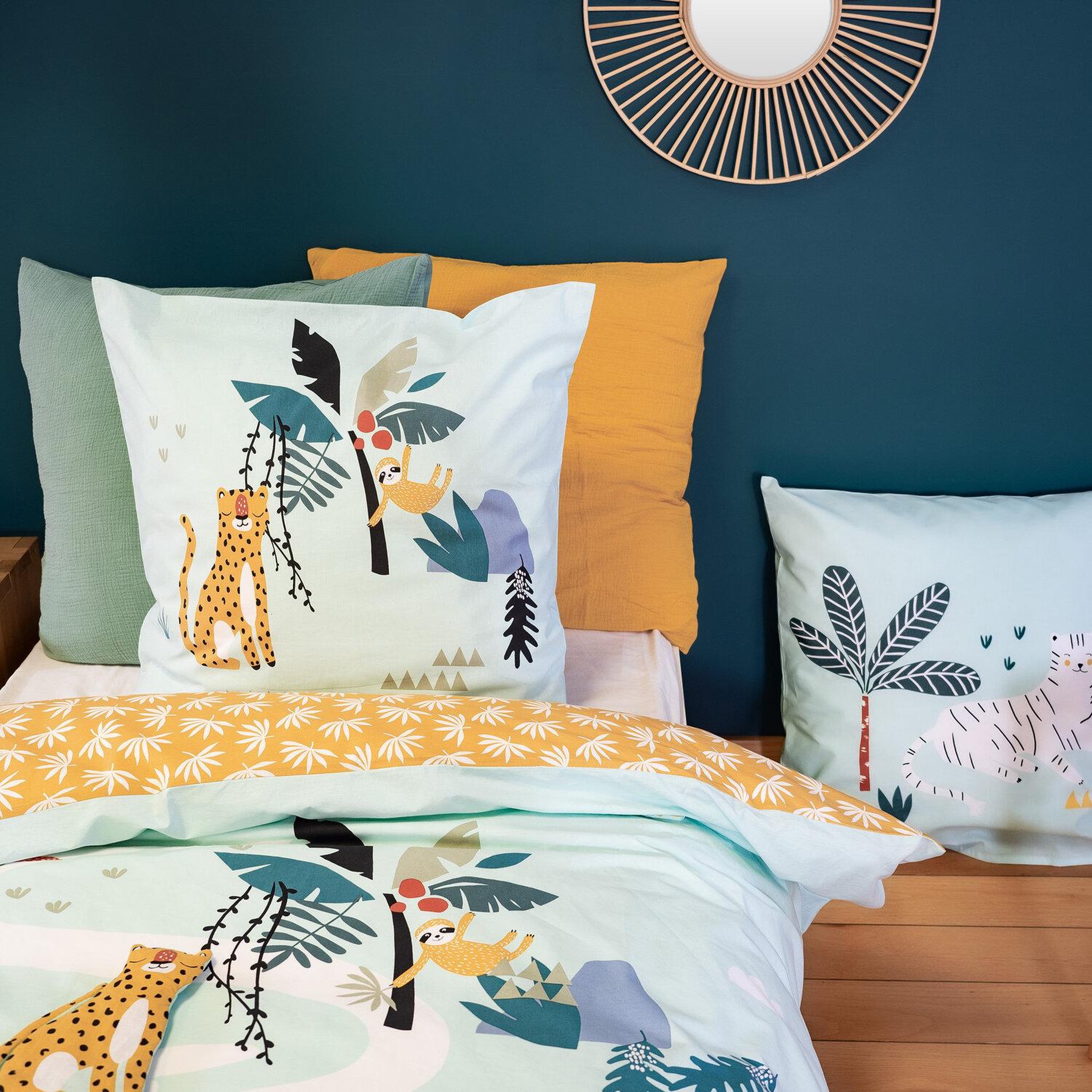 Voir la diapositive 3 : Home collection Parure de couette 2pcs 140x200cm better coton made in green jugle mania