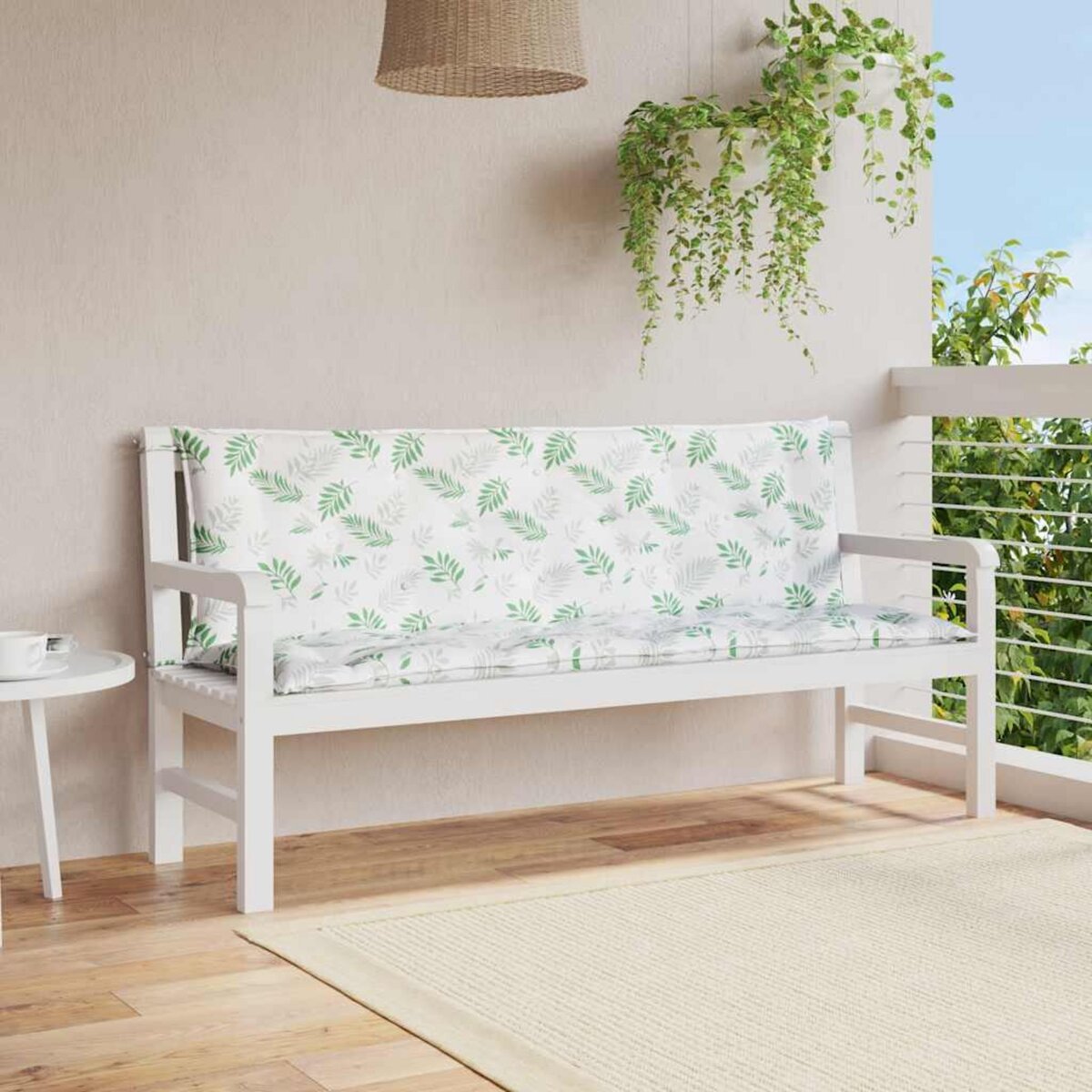 VIDAXL Coussins de banc de jardin lot de 2 motif de feuilles tissu