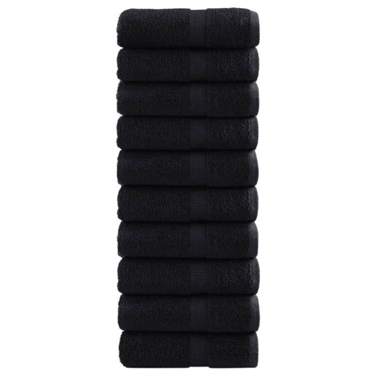 VIDAXL Serviettes de visage de qualité supérieure SOLUND 10 pcs noir