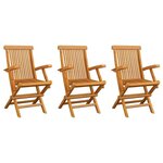 VIDAXL Chaises de jardin lot de 3 Bois de teck massif