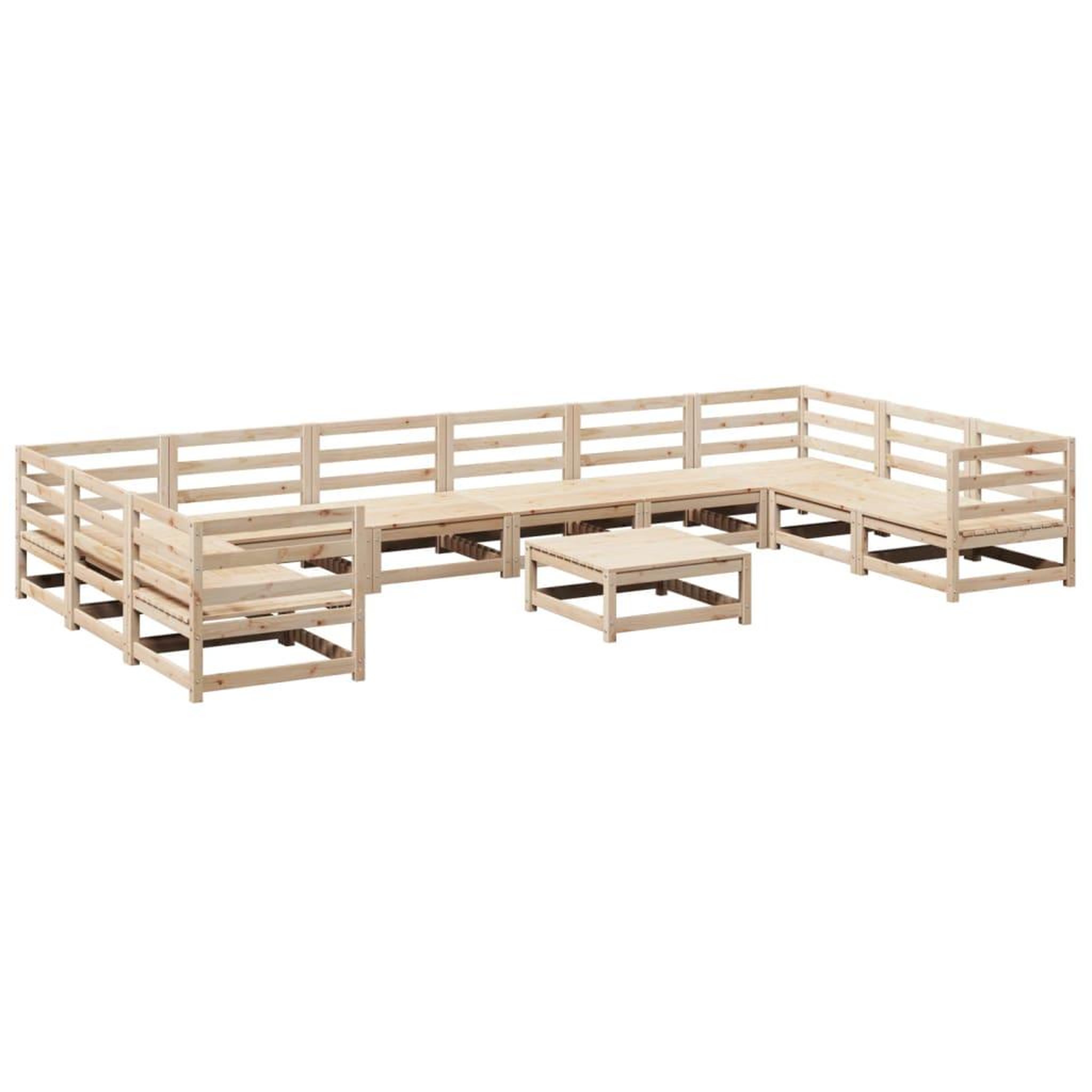 Voir la diapositive 1 : VIDAXL Salon de jardin 11 pcs bois de pin massif
