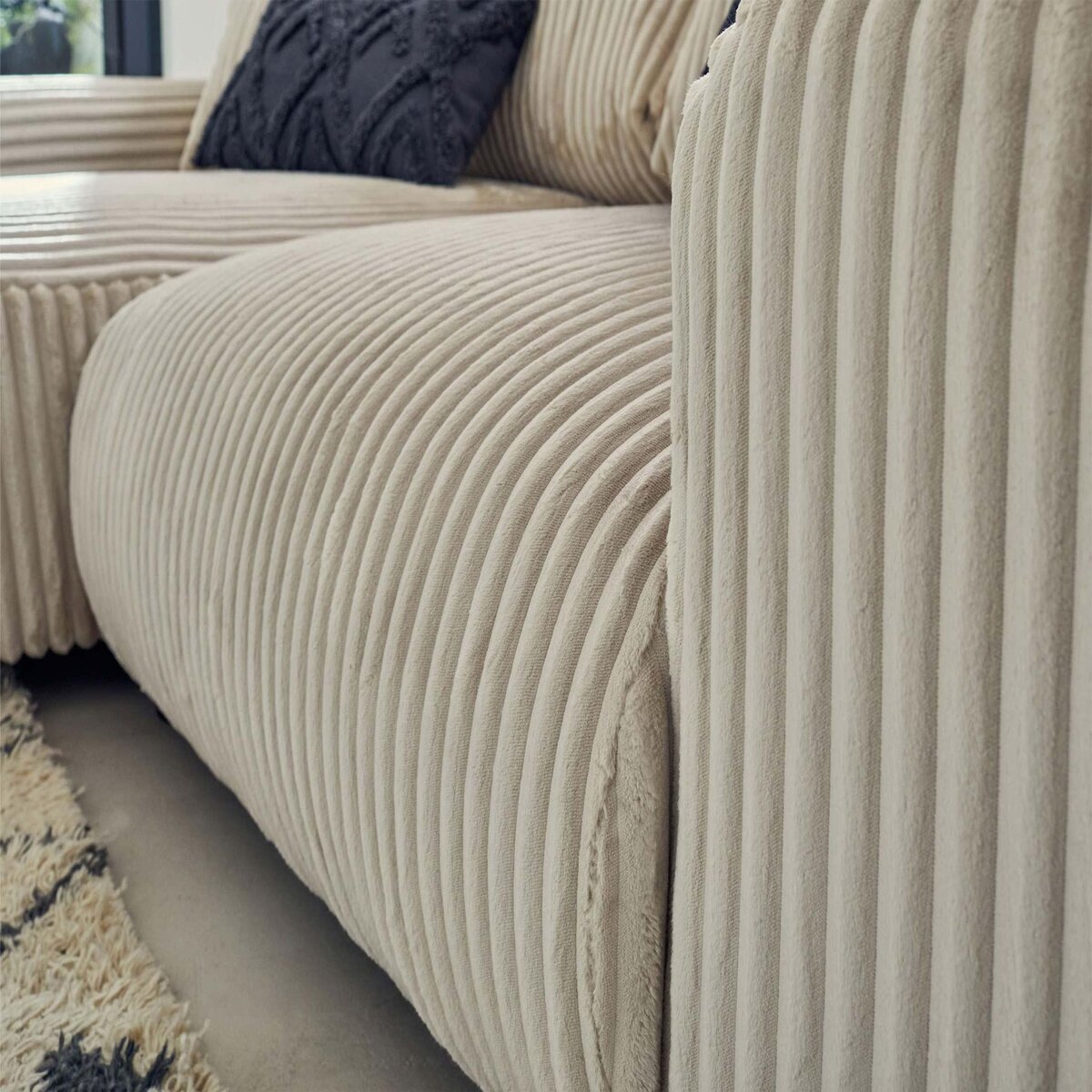 LISA DESIGN Garance - canapé d'angle réversible - 4 places - en velours côtelé grosses côtes