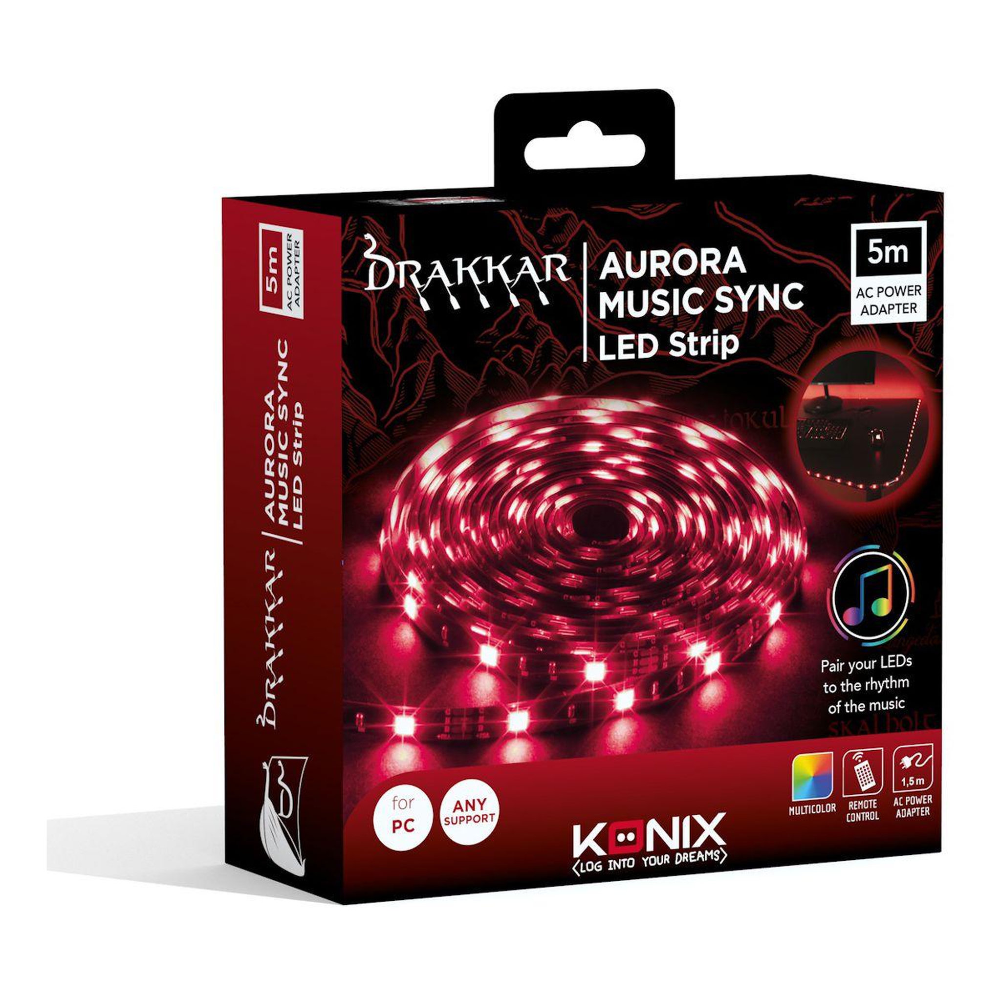 Voir la diapositive 4 : Konix Ruban LED DRAKKAR AURORA MUSIC LED STRIP 5M