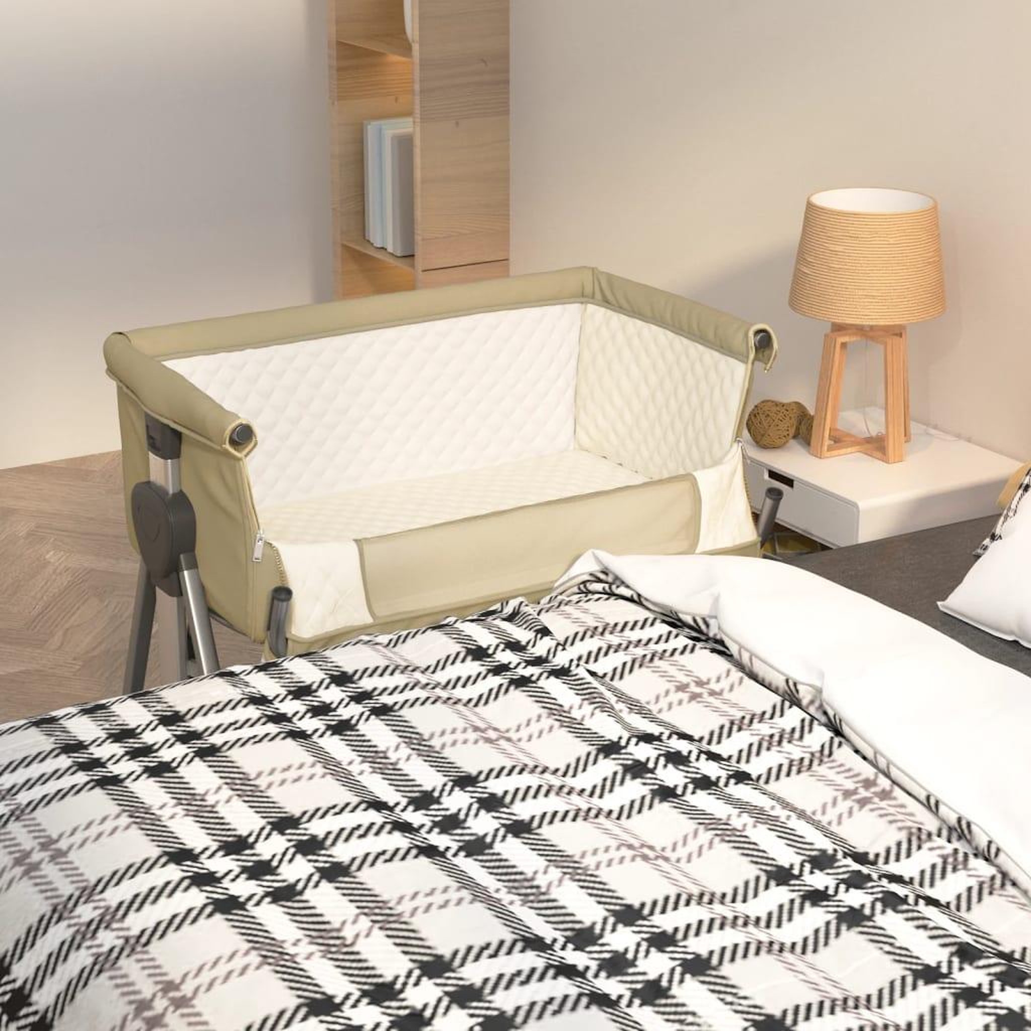 Voir la diapositive 1 : VIDAXL Lit pour bebe avec matelas Taupe Tissu de lin