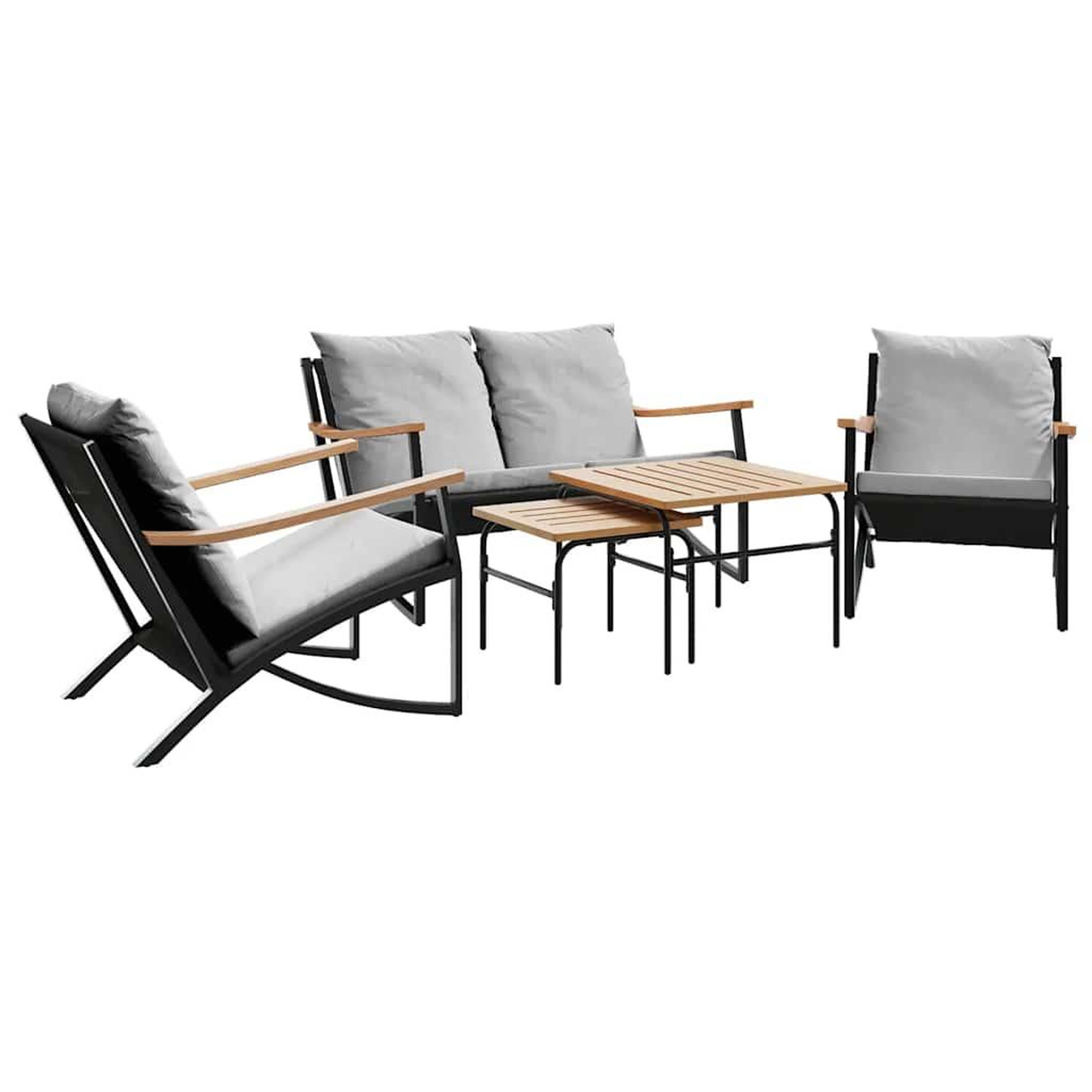 Voir la diapositive 2 : VIDAXL Ensemble de meubles de balcon avec coussins 5 pcs noir acier