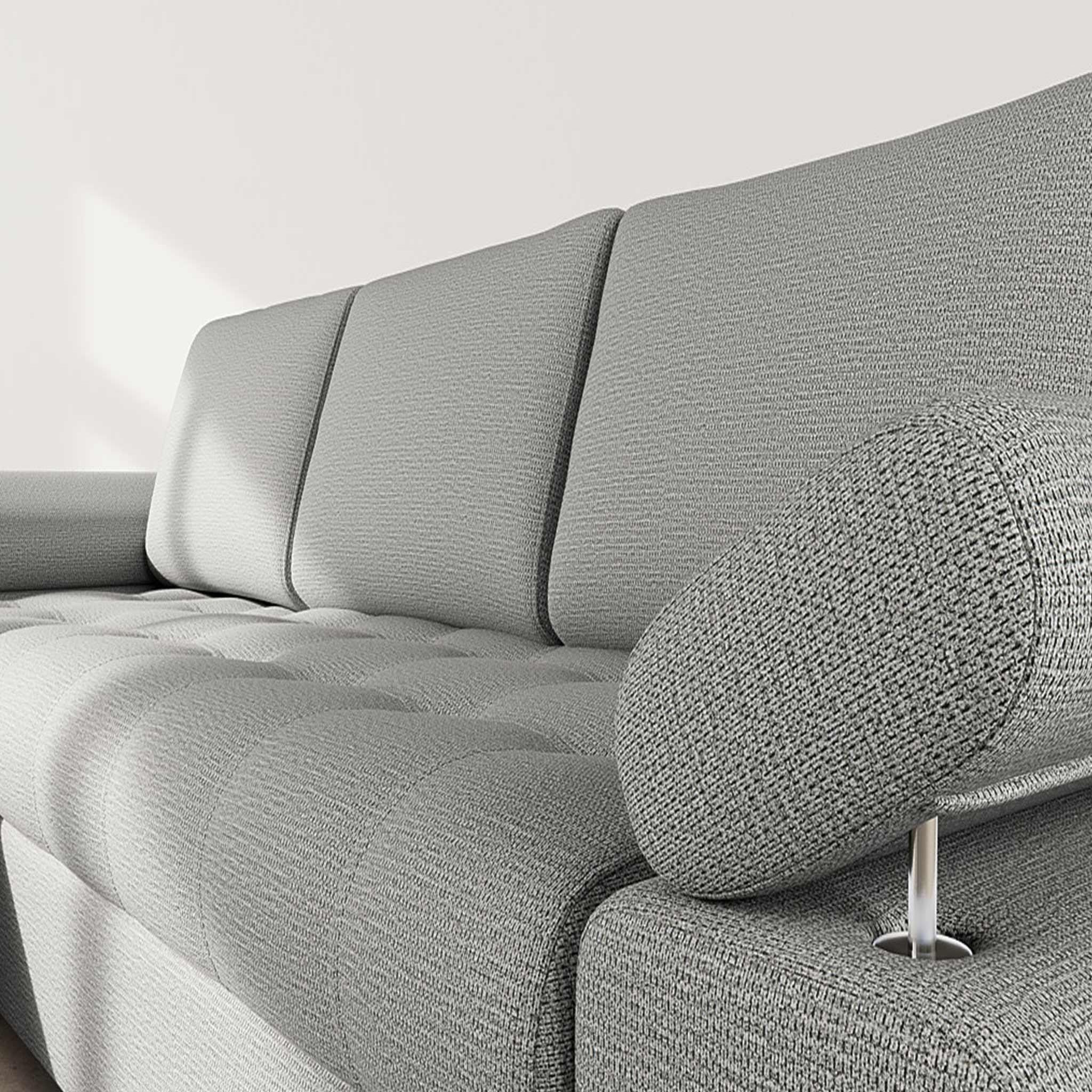 Voir la diapositive 5 : BEST MOBILIER Bianca - canapé d'angle gauche 4 places convertible avec coffre en tissu texturé