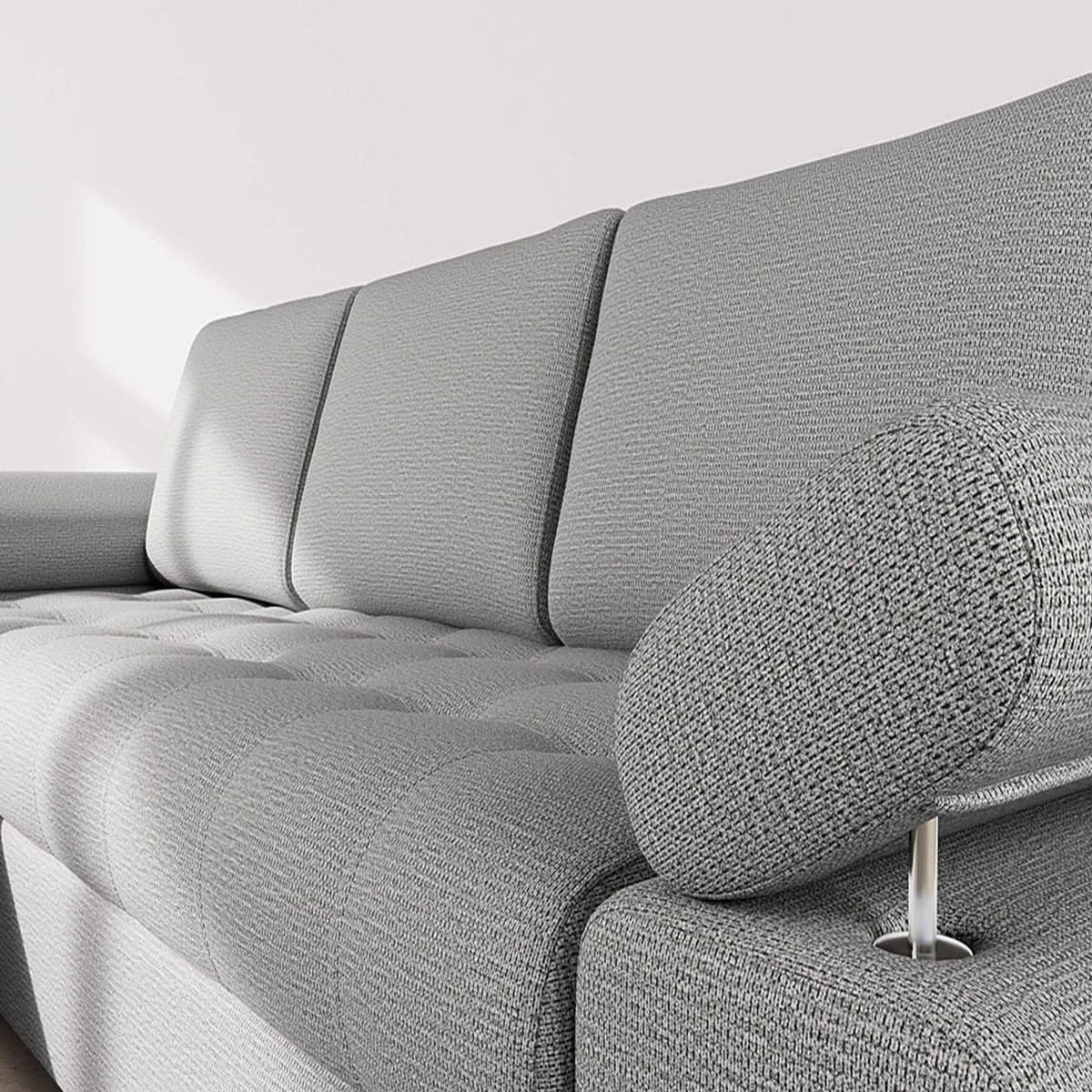 BEST MOBILIER Bianca - canapé d'angle gauche 4 places convertible avec coffre en tissu texturé