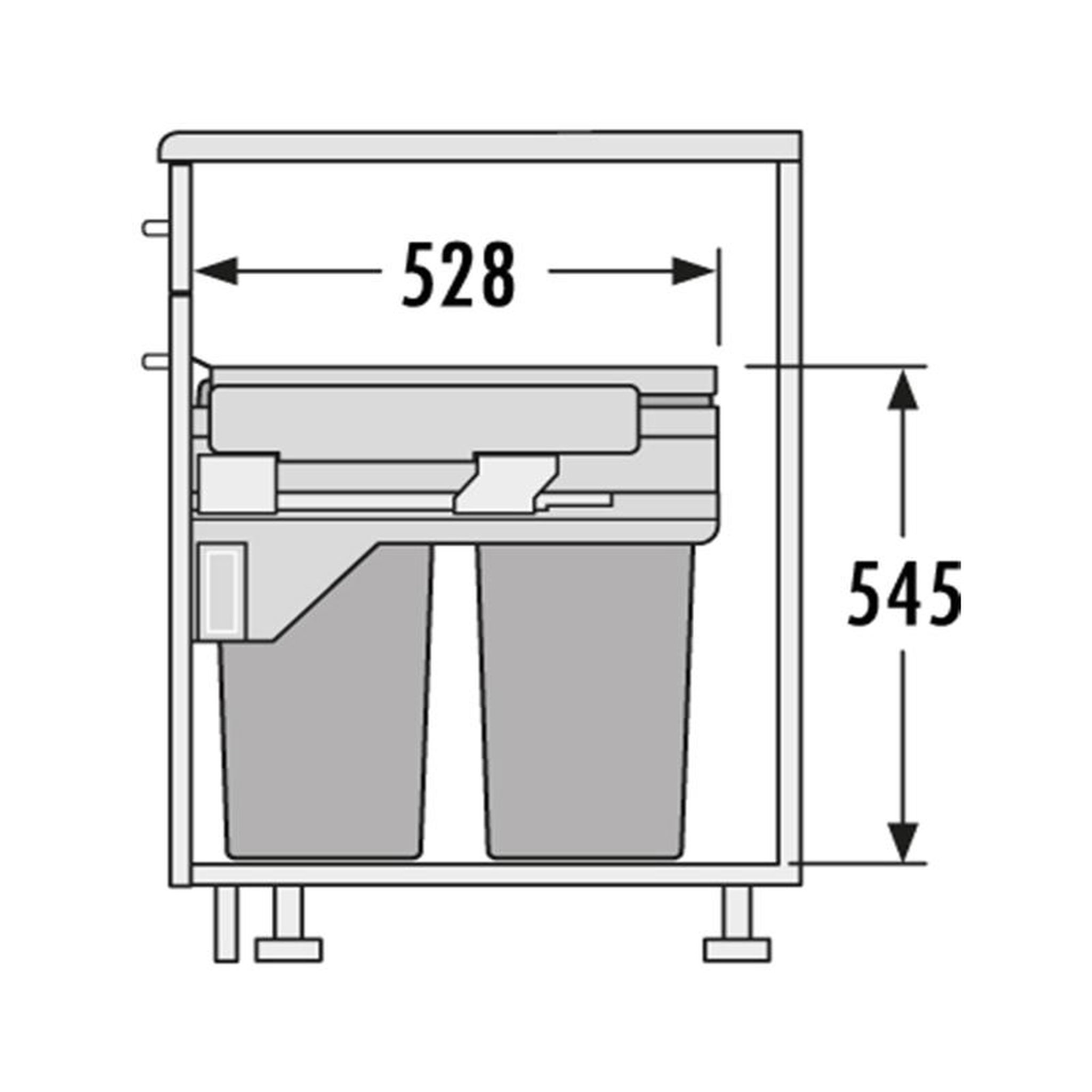 Voir la diapositive 5 : HAILO Poubelle de cuisine tri sélectif 2 bacs encastrable 80l (38+38) hailo euro cargo 450 soft close