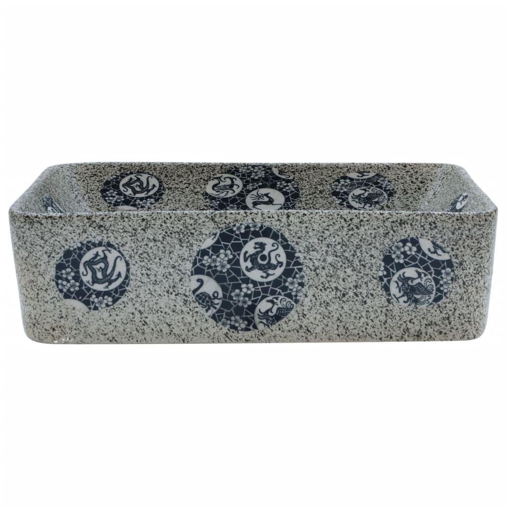 Voir la diapositive 3 : VIDAXL Vasque a poser multicolore rectangulaire 46x35,5x13cm ceramique