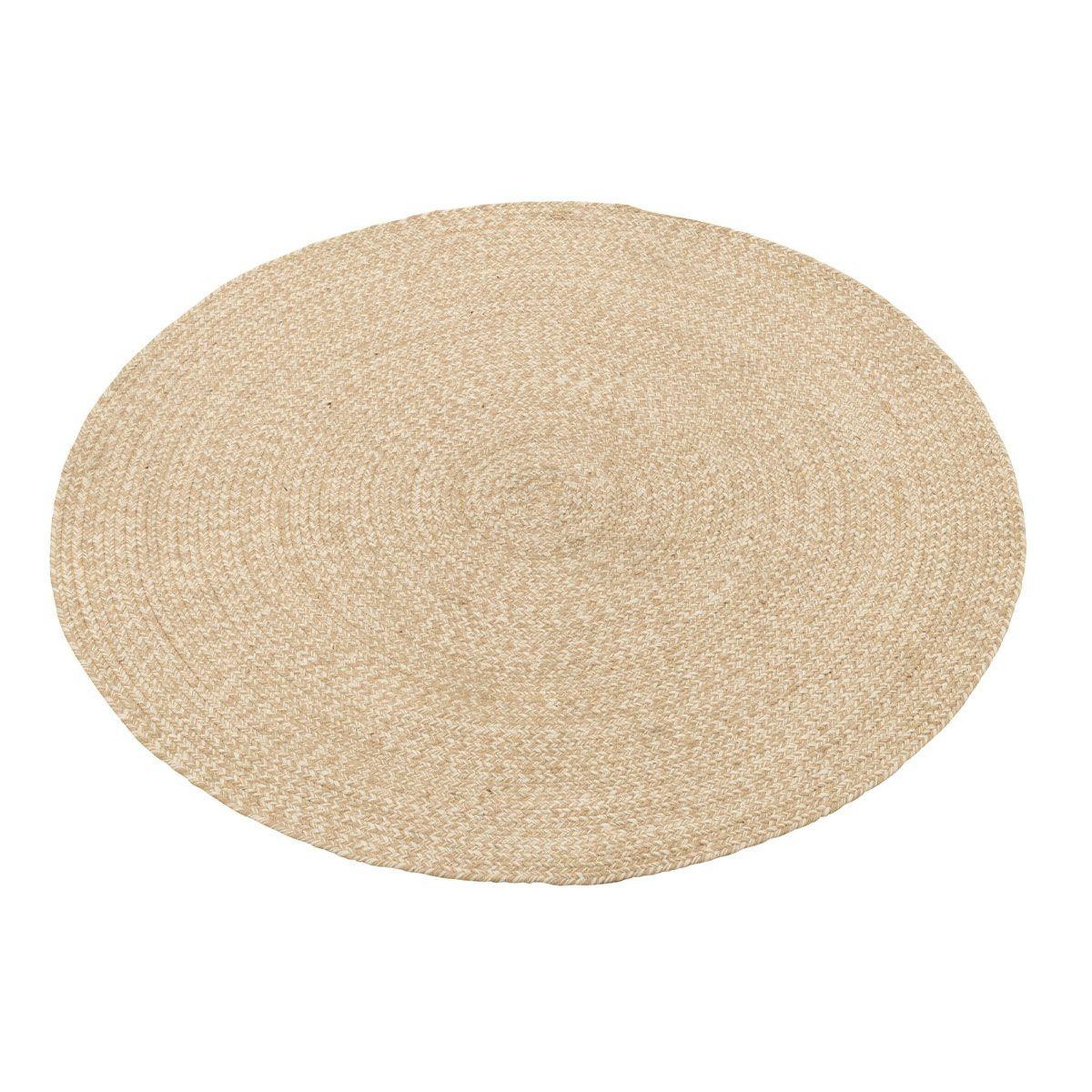 Voir la diapositive 1 : J-LINE Tapis Rond Bohème  Miami  150cm Naturel & Blanc