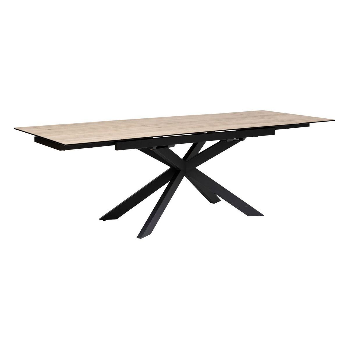 ATMOSPHERA Table à manger extensible en céramique et métal pour 6 à 8 personnes - Beige